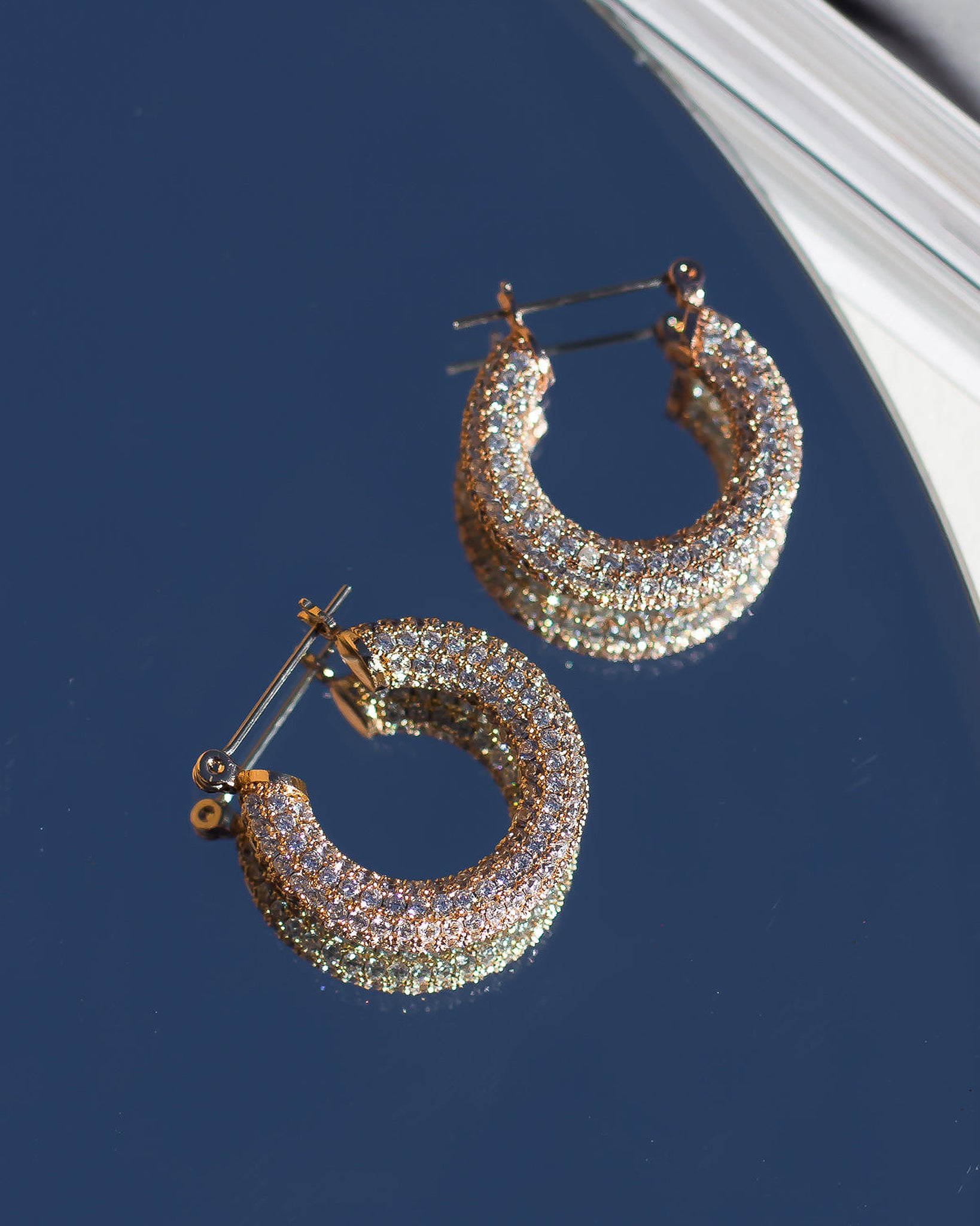 Luv Aj Pave Baby Amalfi Tube Hoop Earrings in CZ and Polished 14k Antique Gold Plated
