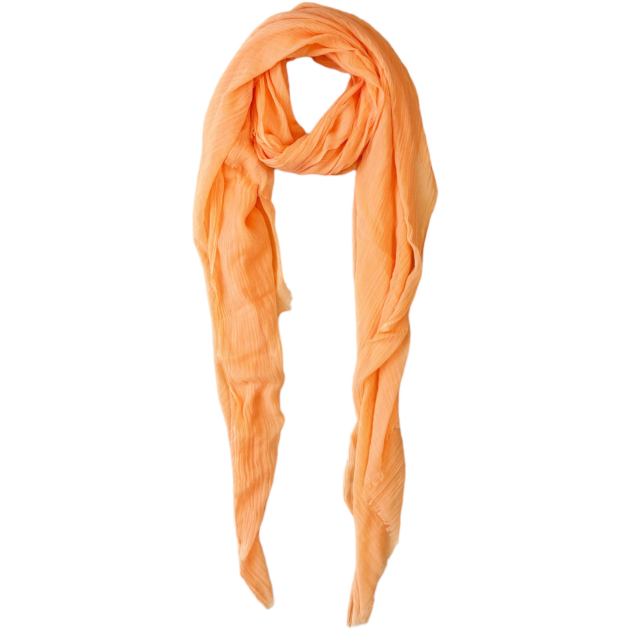 Blue Pacific Tissue Solid Silk Linen Lightweight Scarf in Bright Peach Orange