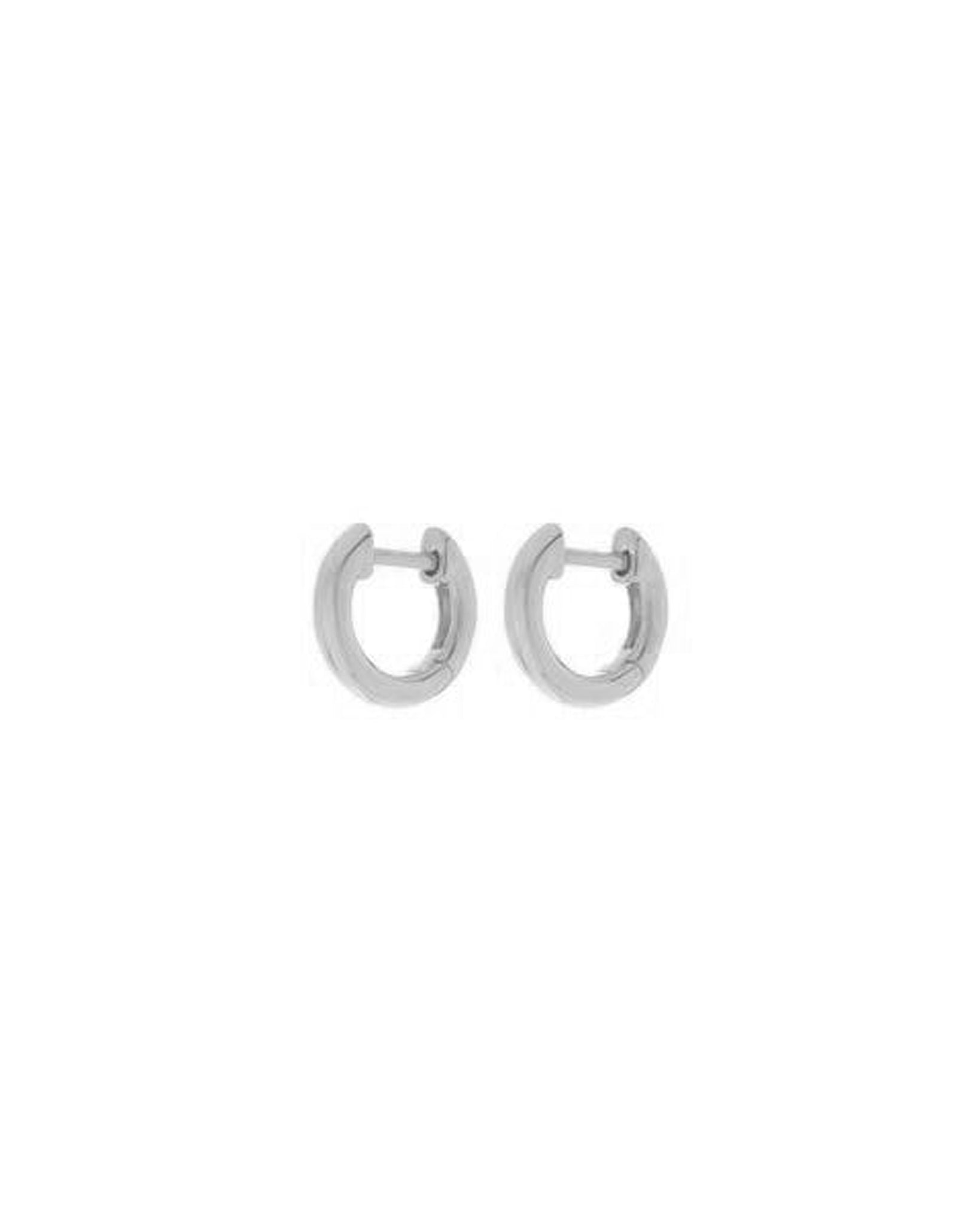 Luv Aj Sicily Tube Huggie Hoop Earrings in Polished Rhodium Silver Plated