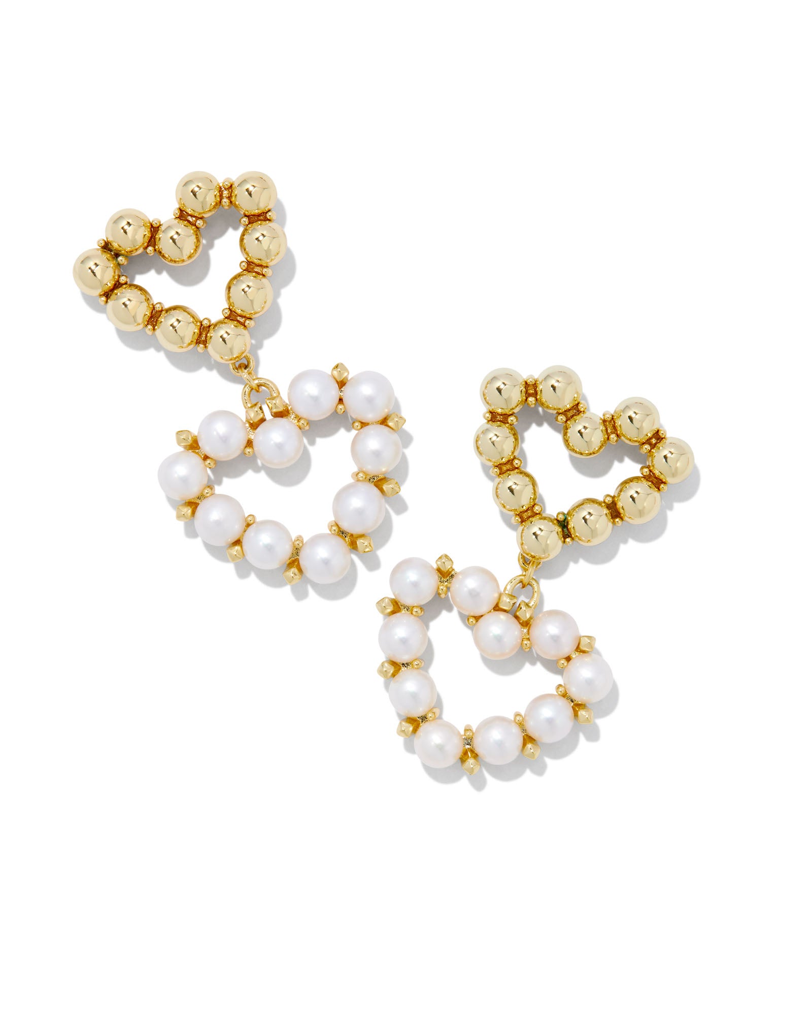 Kendra Scott Ashton Heart Earrings in White Pearl and Gold