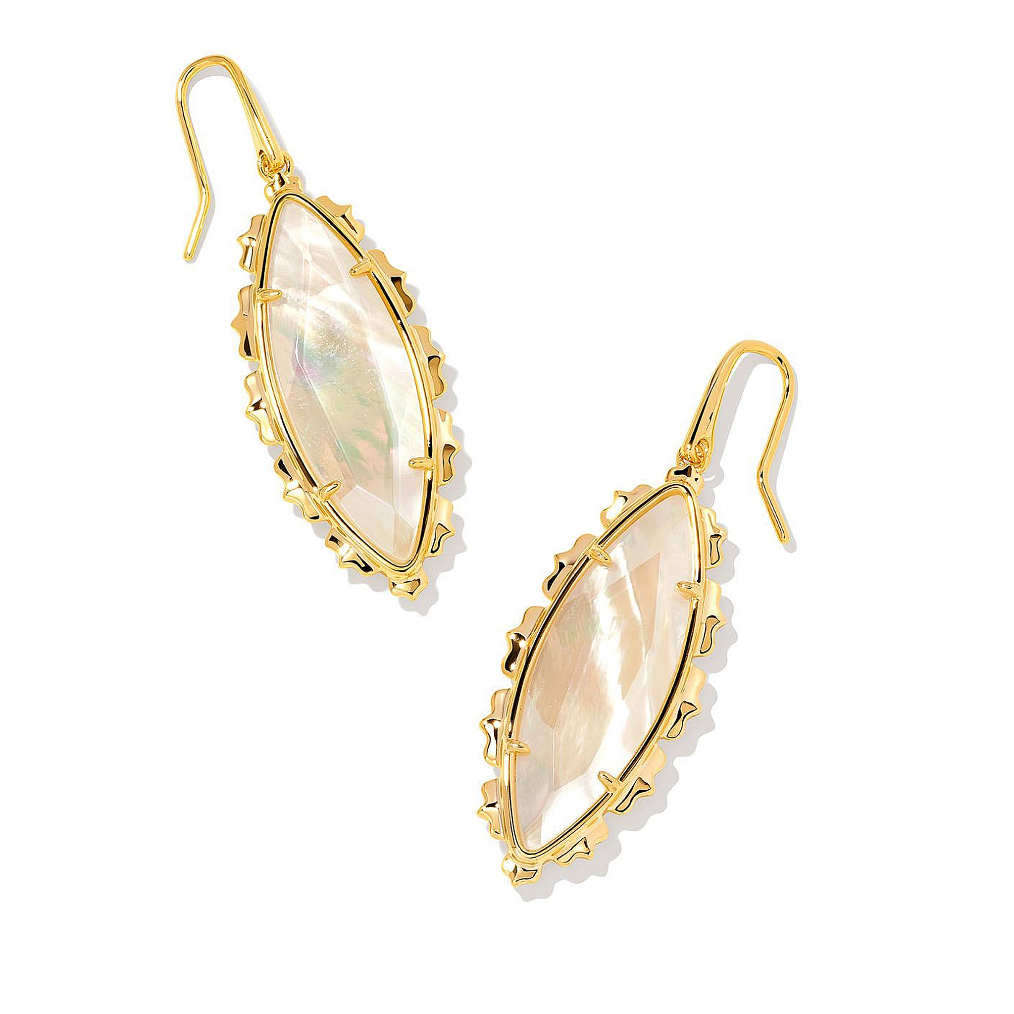 Kendra Scott Genevieve Marquise Dangle Earrings in Ivory Mother of Pearl and Gold