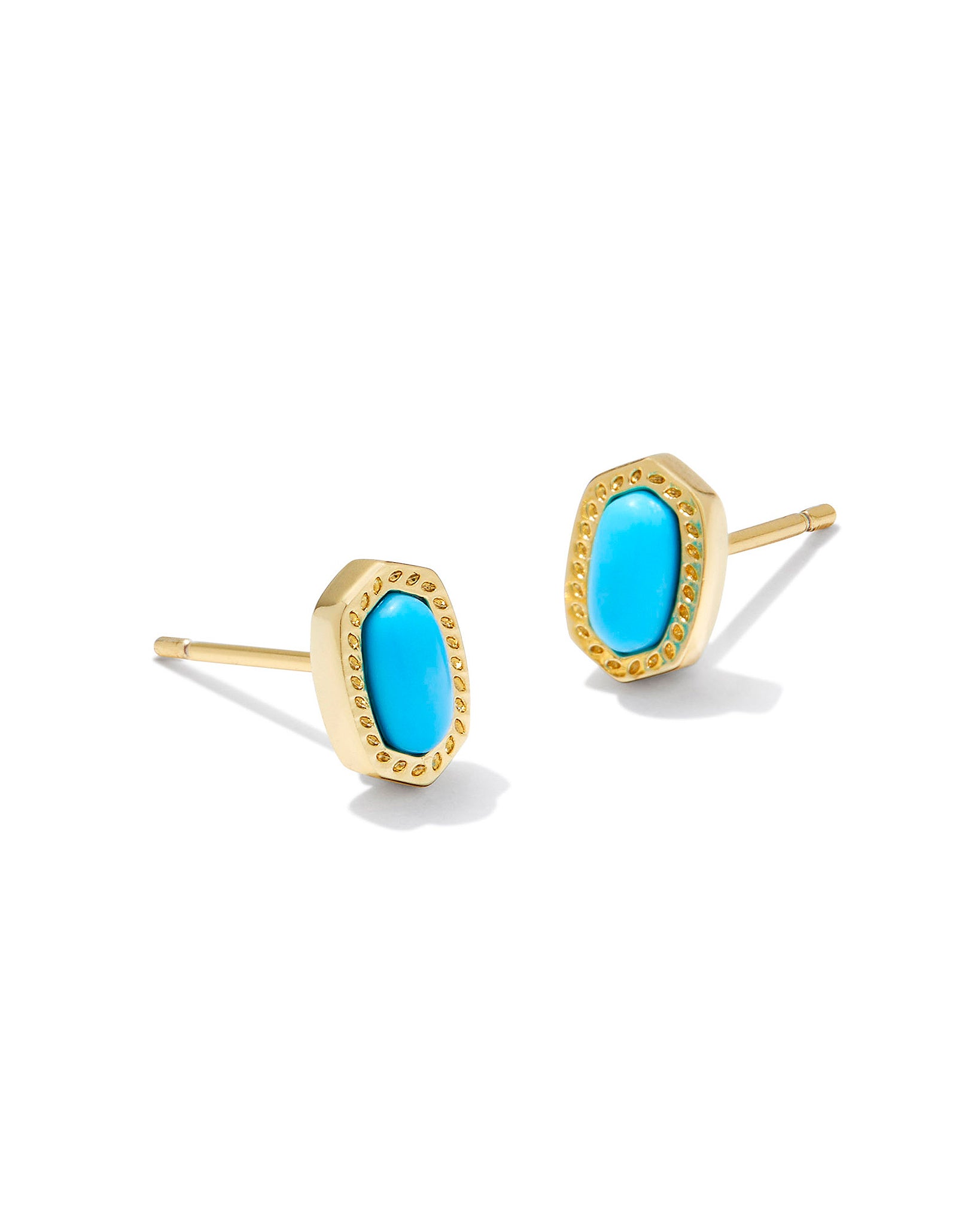 Kendra Scott Mini Ellie Petite Stud Earrings in Turquoise Blue Magnesite and Gold