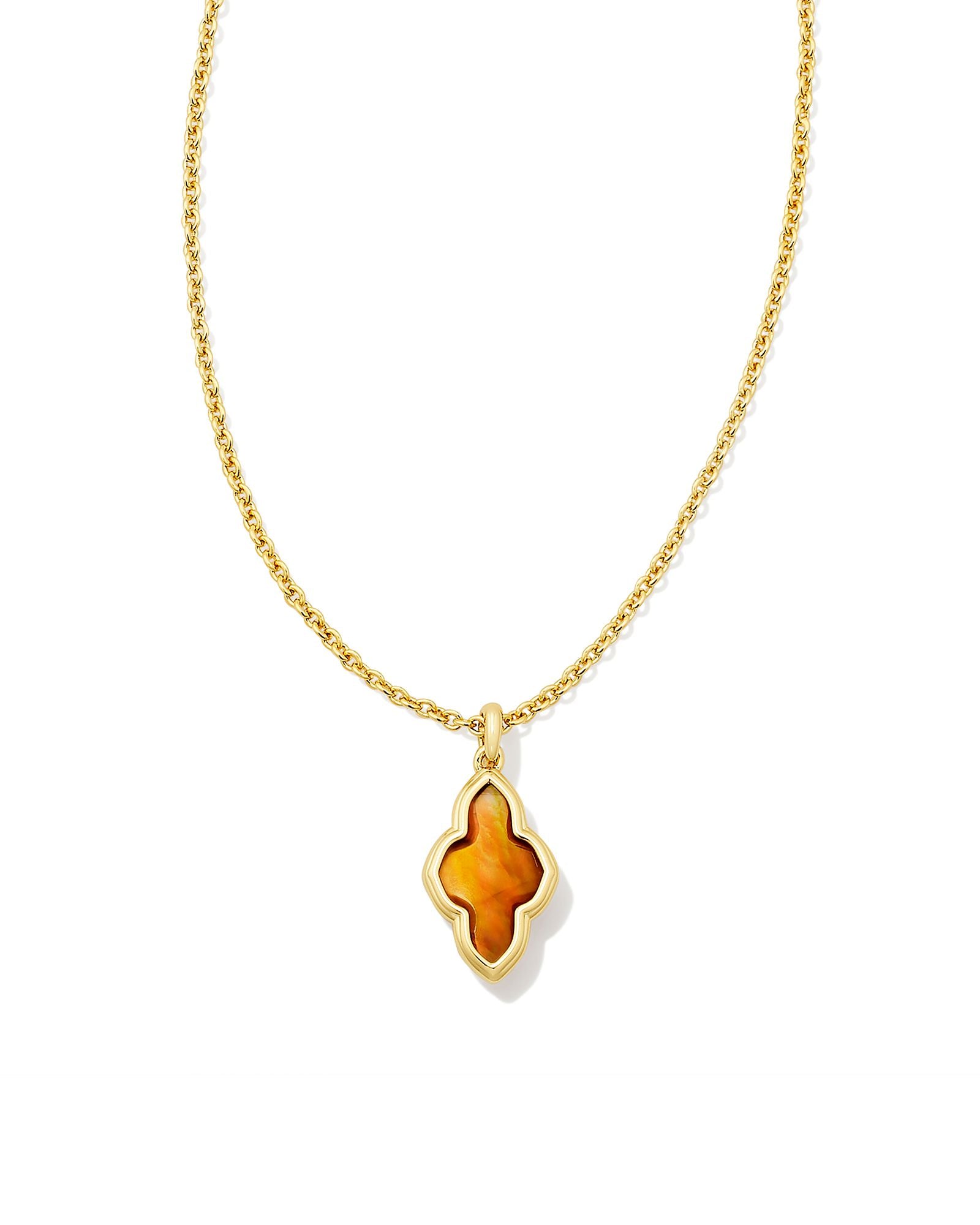 Kendra Scott Abbie Pendant Necklace in Marbled Amber Illusion and Gold Plated