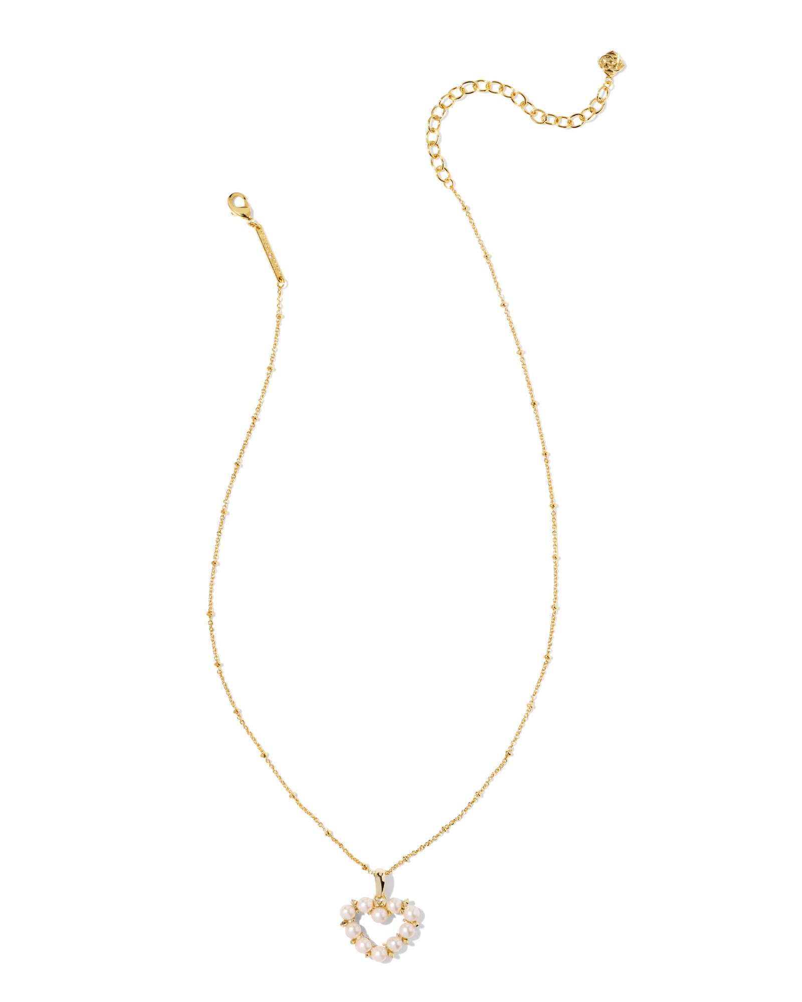 Kendra Scott Ashton Heart Pendant Necklace in White Pearl and Gold Plated