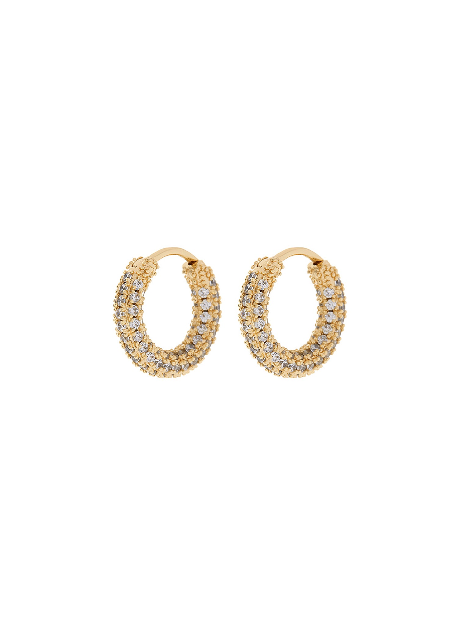 Luv Aj Pave Amalfi Huggie Hoop Earrings in CZ and Polished Gold Plated