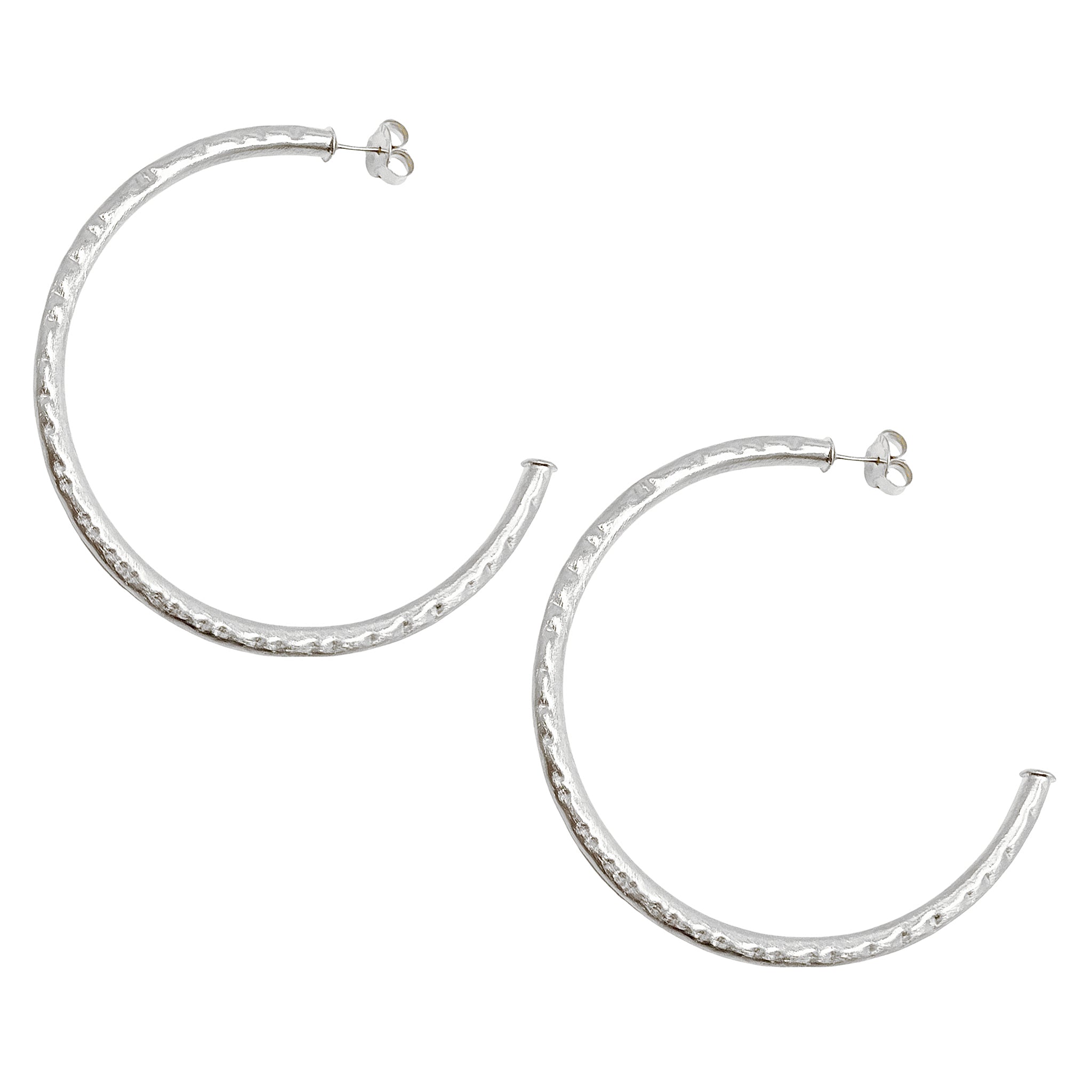 Sheila Fajl Large 2.5 Inch Everybody's Favorite Hammered Hoop Earrings in Silver