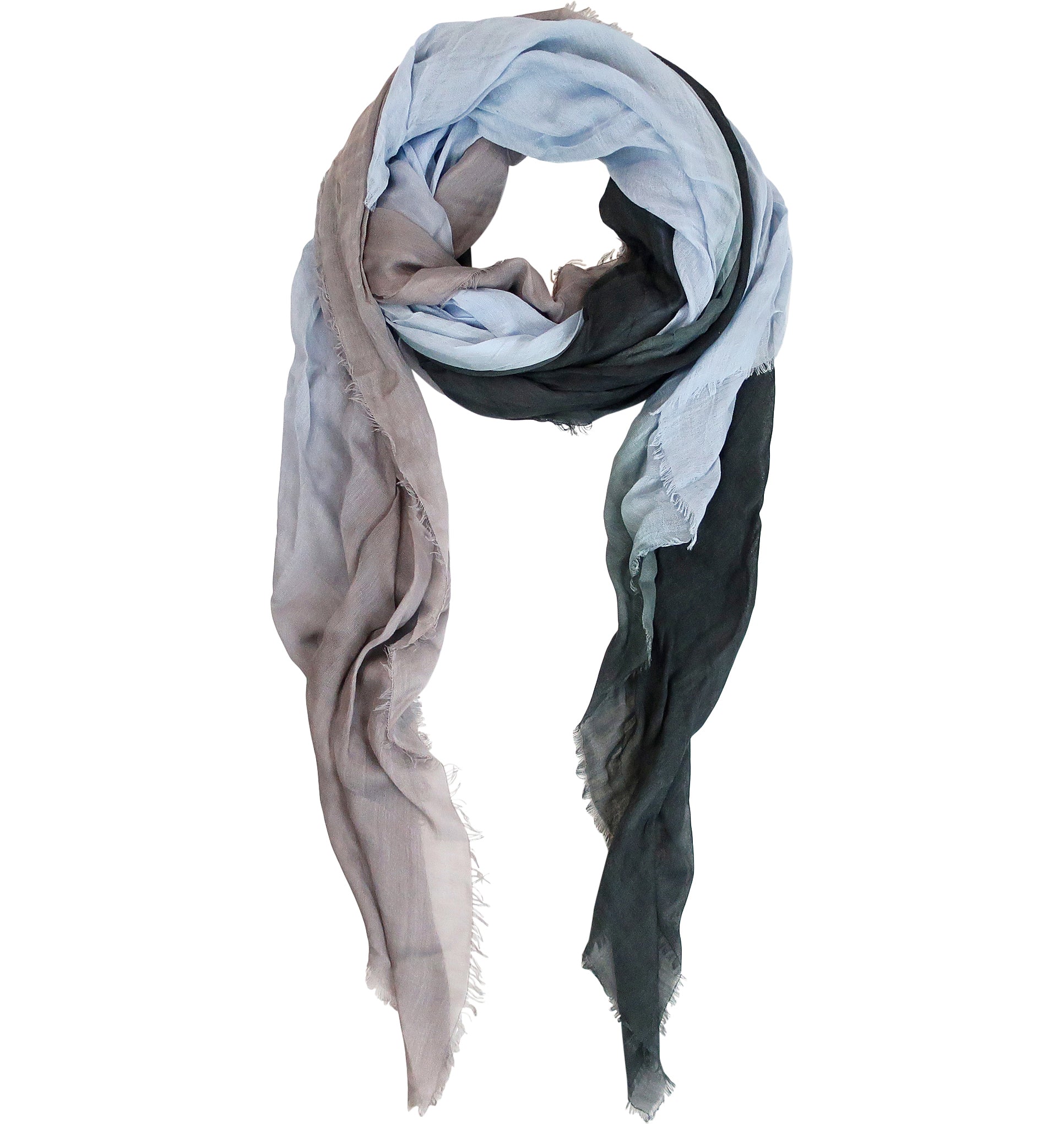 Blue Pacific Dream Cashmere and Silk Scarf in Grey Blue and Black 47 x 37