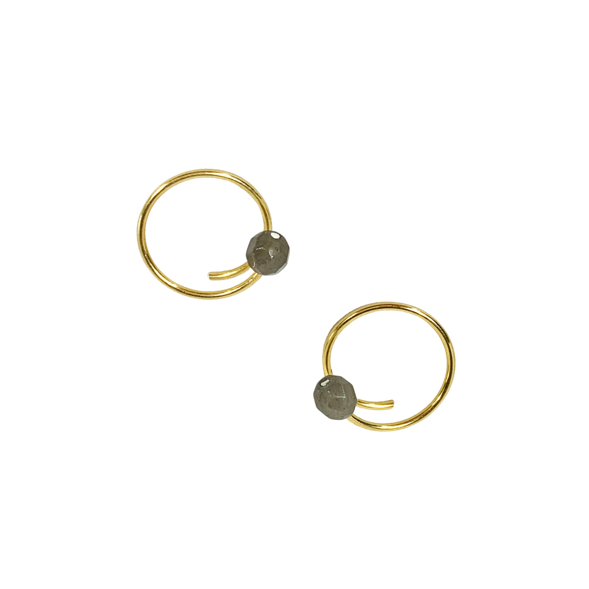 Chan Luu Faceted Labradorite Eternal Spiral Huggie Earrings in Gold
