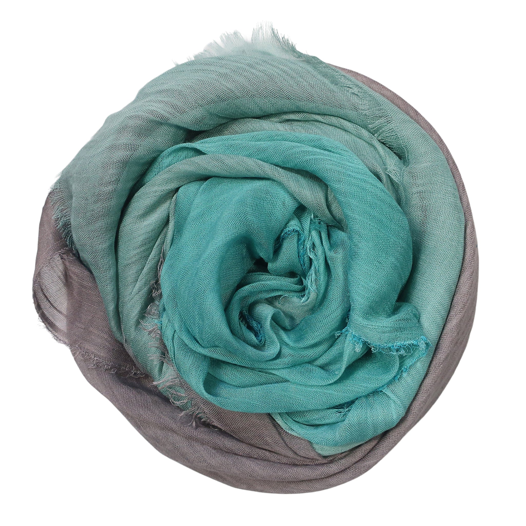 Blue Pacific Dream Cashmere and Silk Scarf in Aquifer and Taupe 47 x 37