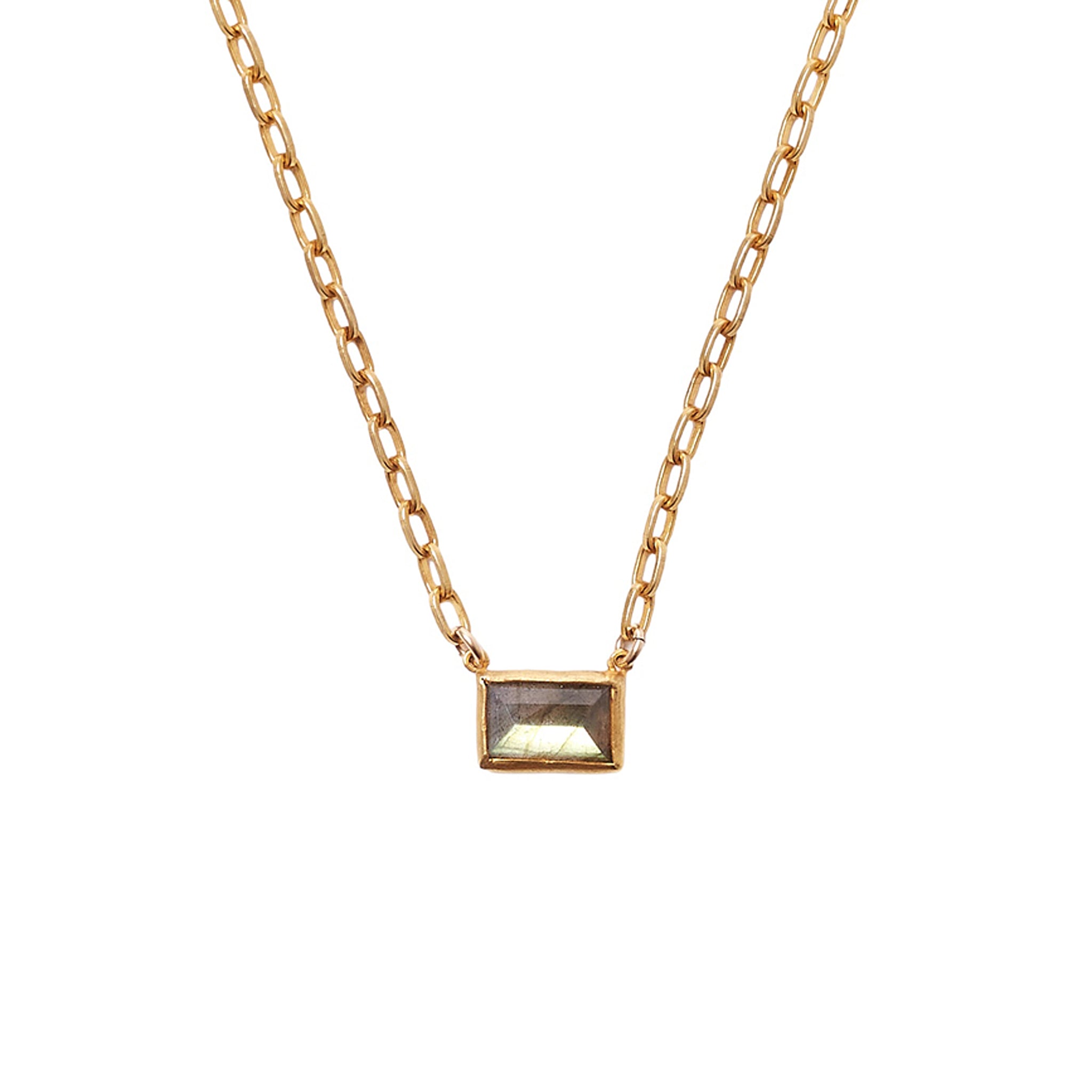 Chan Luu Rectangle Tab Pendant Necklace in Labradorite and Gold