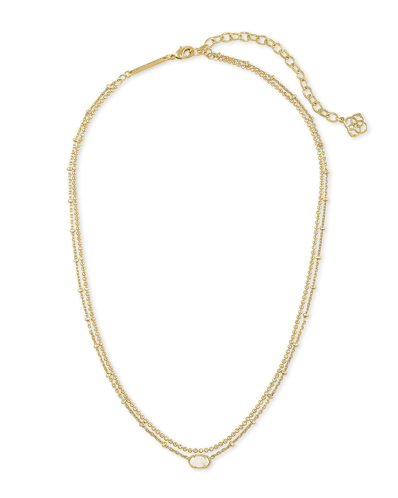 Kendra Scott Emilie Oval Multi Strand Necklace in Iridescent Drusy and Gold
