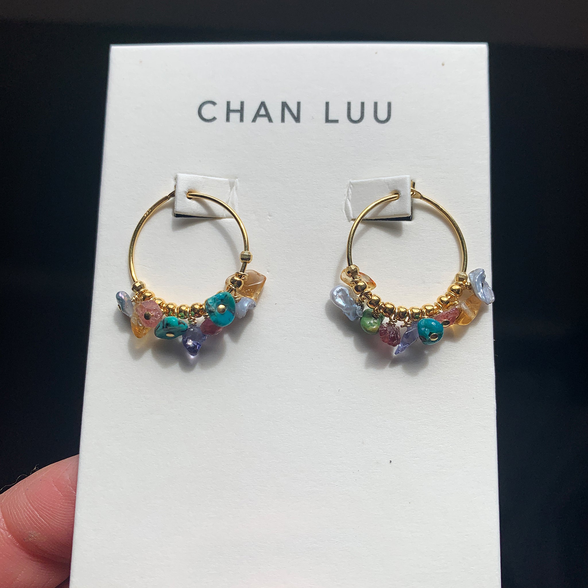 Chan Luu Heishi Small Hoop Earrings in Multi Mix and Gold
