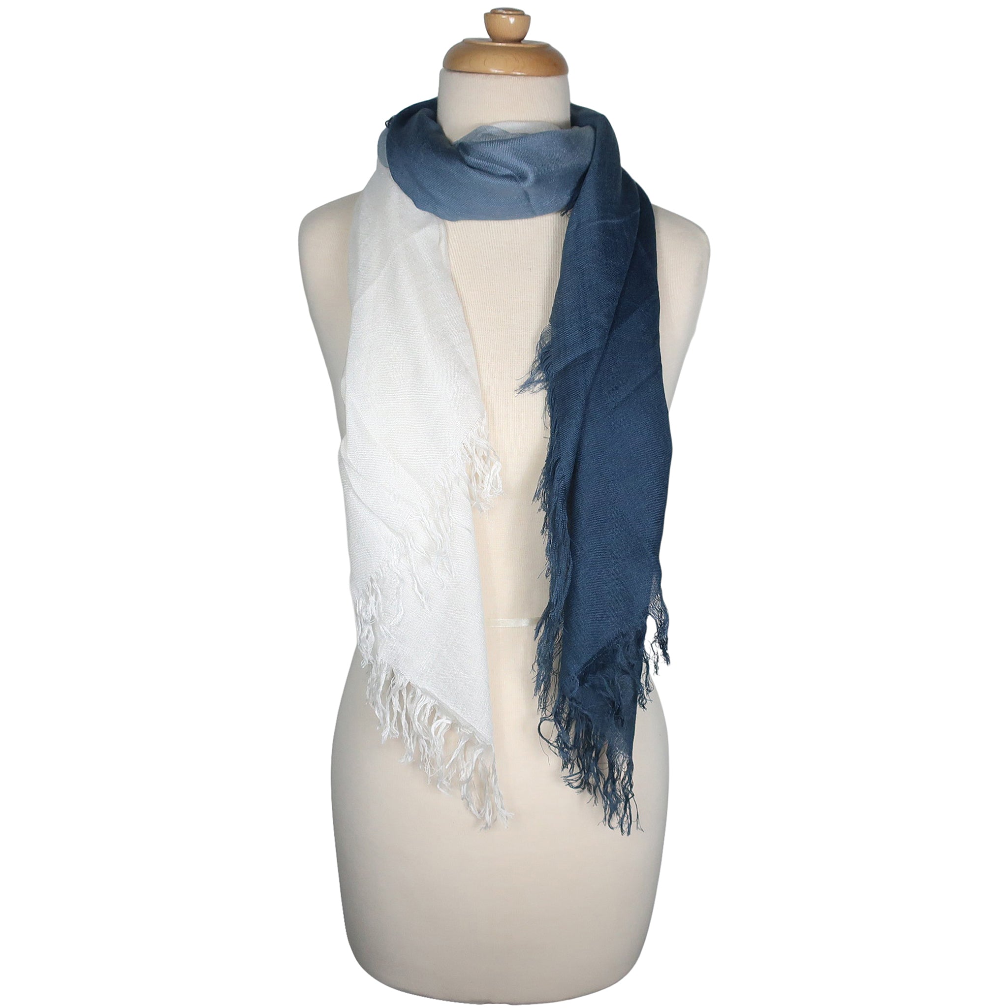 Blue Pacific Tissue Solid Micromodal Cashmere Scarf in Blueberry Cloud 28 x 60
