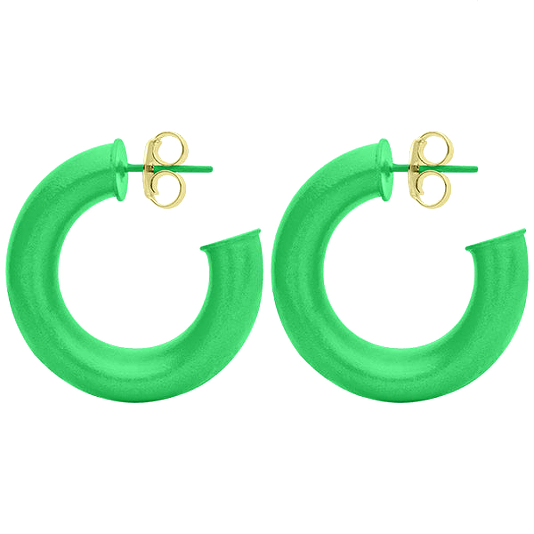 Sheila Fajl Thick Small Chantal Hoop Earrings in Painted Medium Green