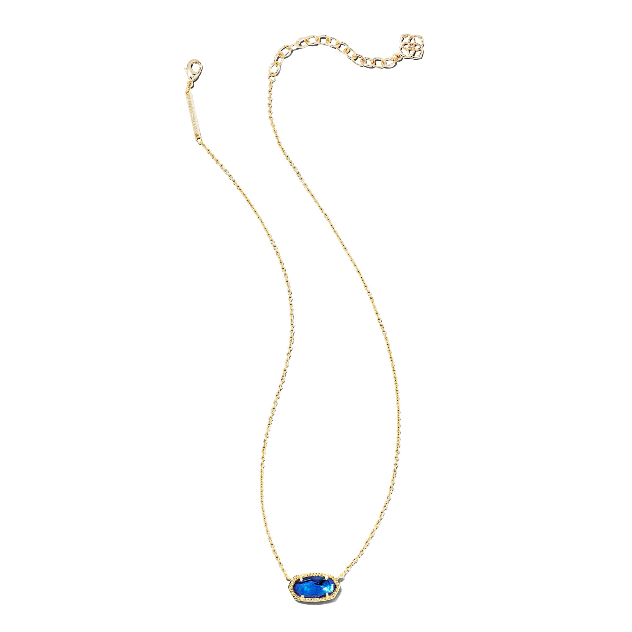 Kendra Scott Elisa Oval Pendant Necklace in Navy Abalone and Gold Plated