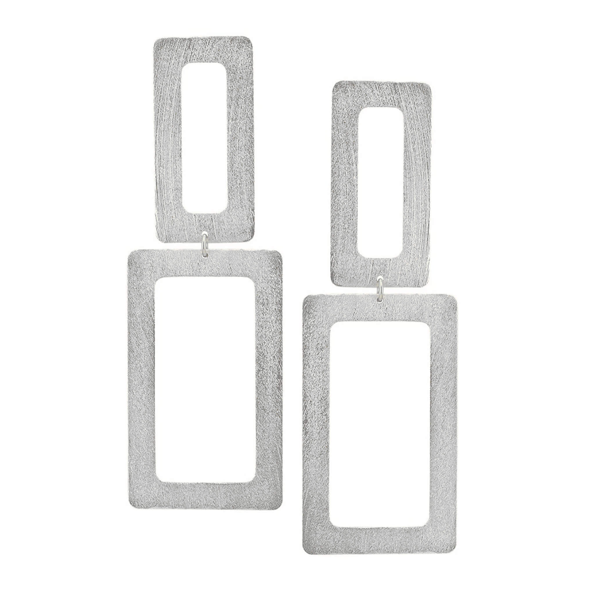 primary image of Sheila Fajl Double Open Rectangle Statement Earrings in Silver Plated