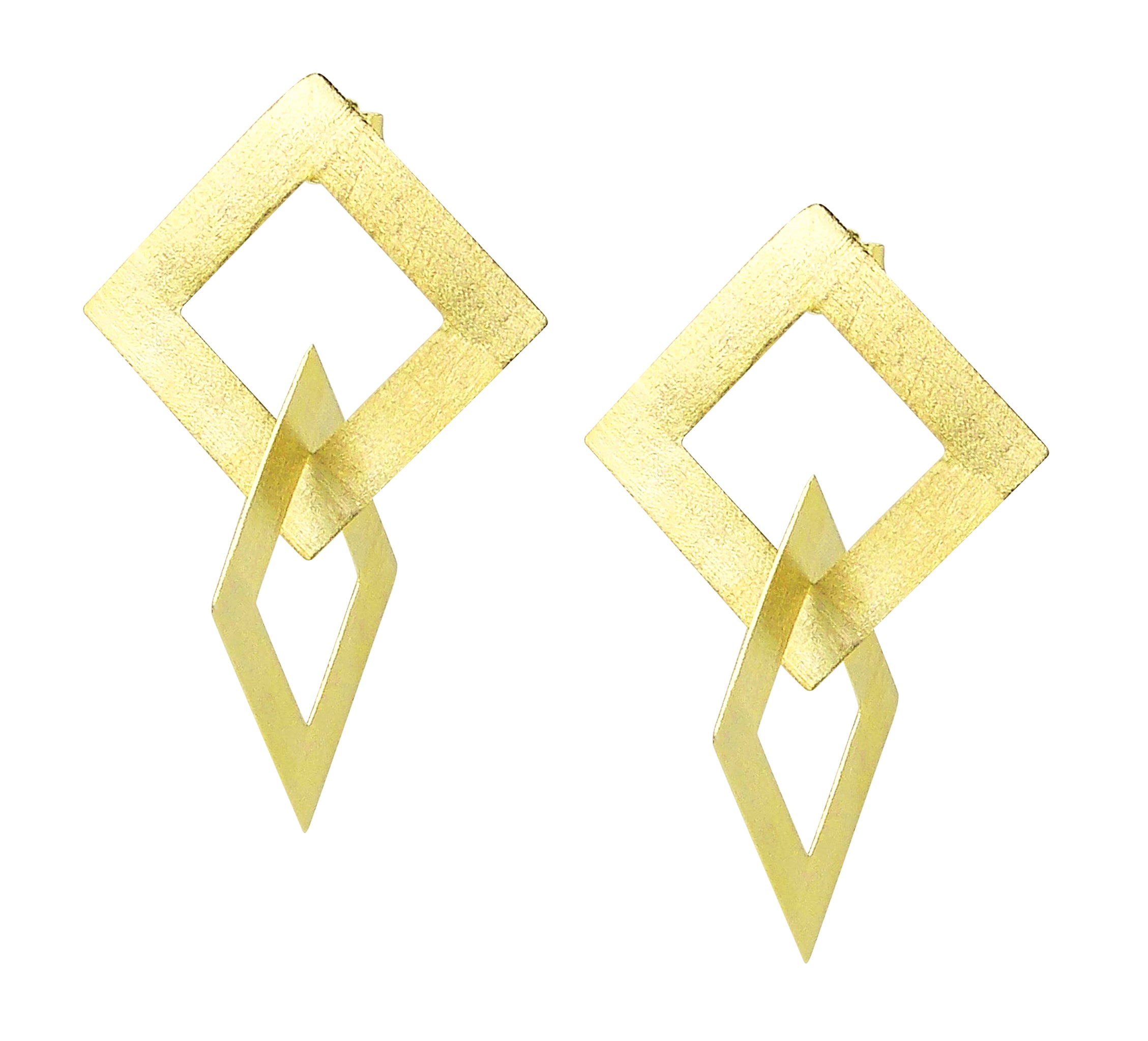 image of Sheila Fajl Boone Double Square Dangle Earrings in Gold Plated