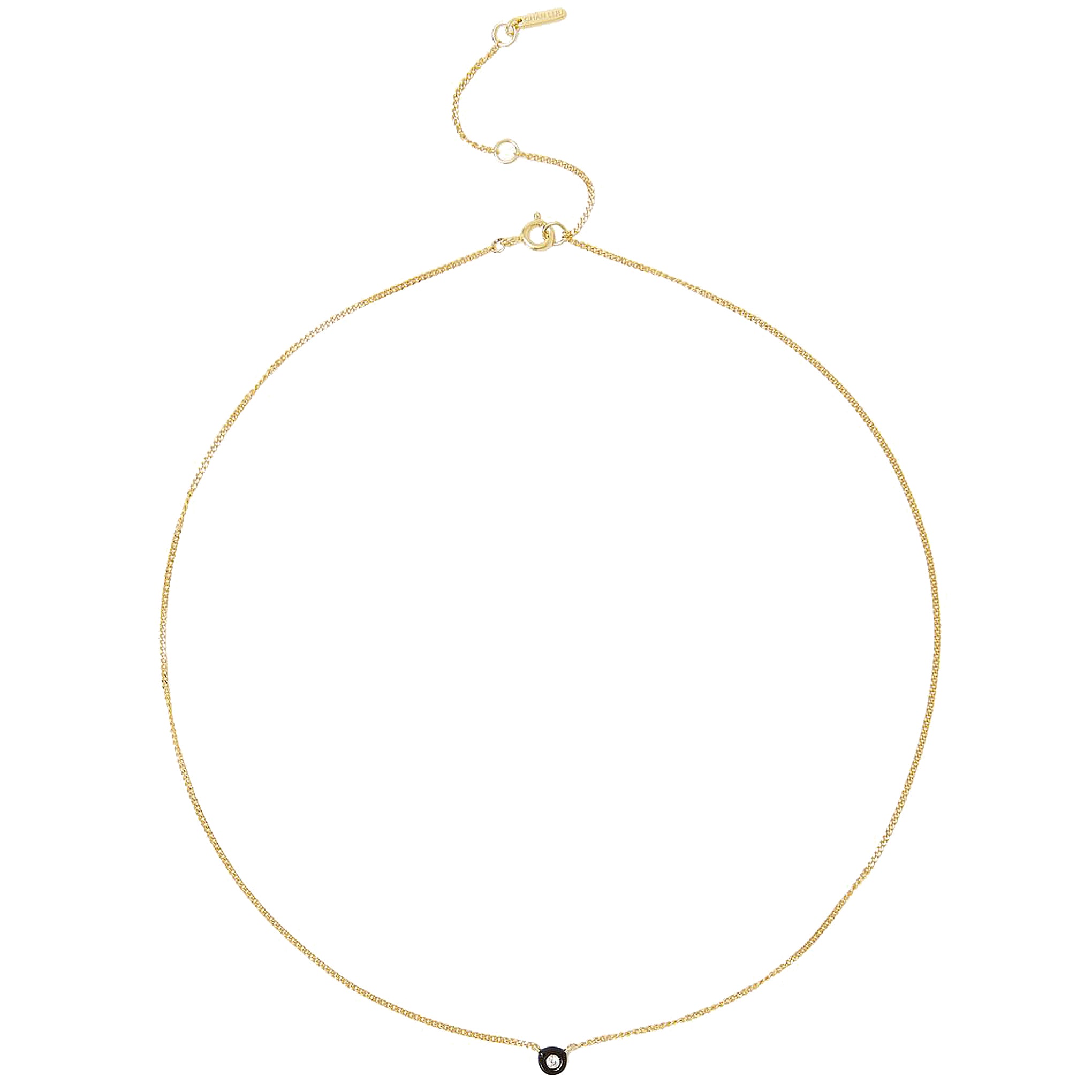 Chan Luu Bezel Set Diamond Pendant Necklace in Black Enamel and Gold Vermeil