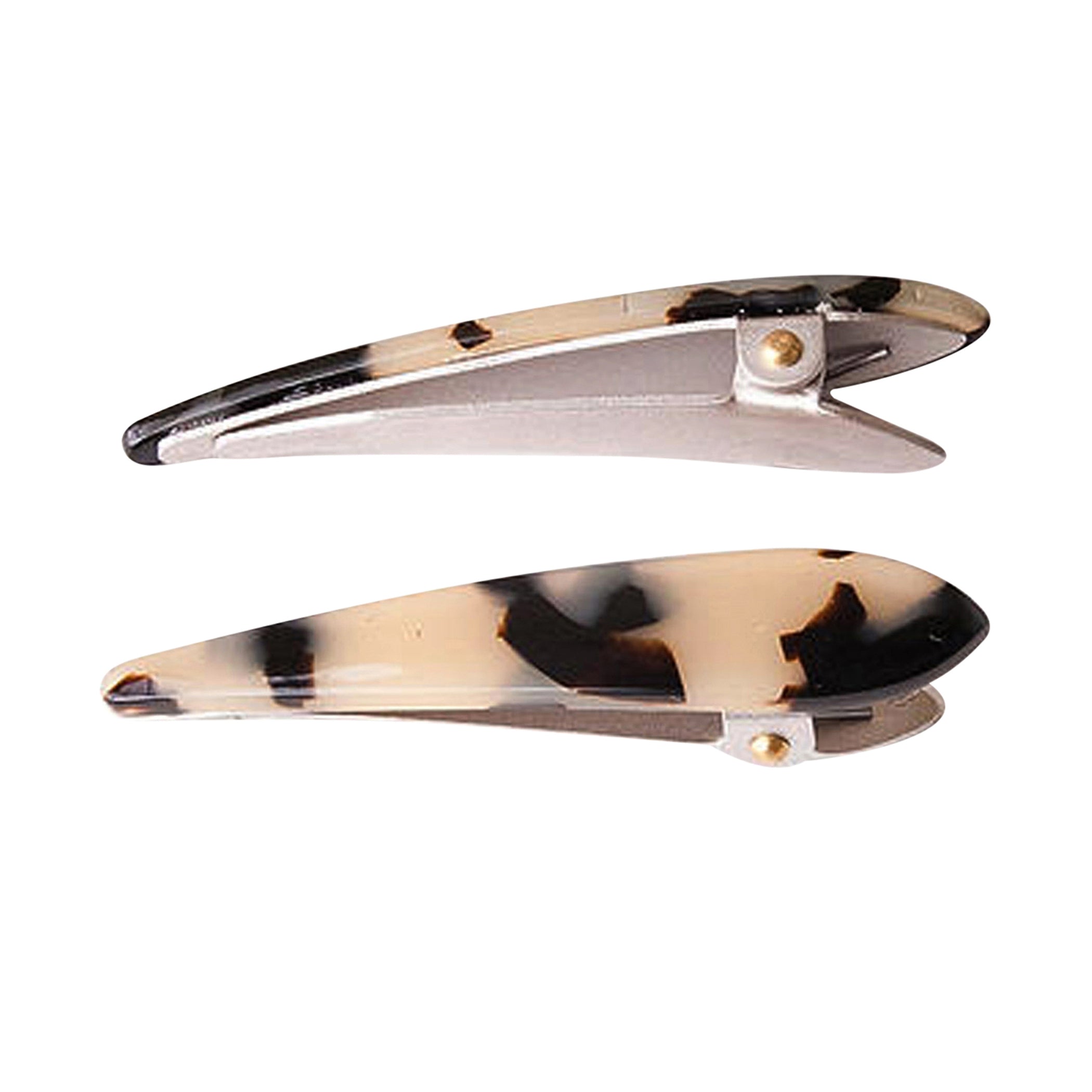 image of Ficcare Mini Maximas Hair Clip Pair in Ivory Tokyo Acetate and Gold