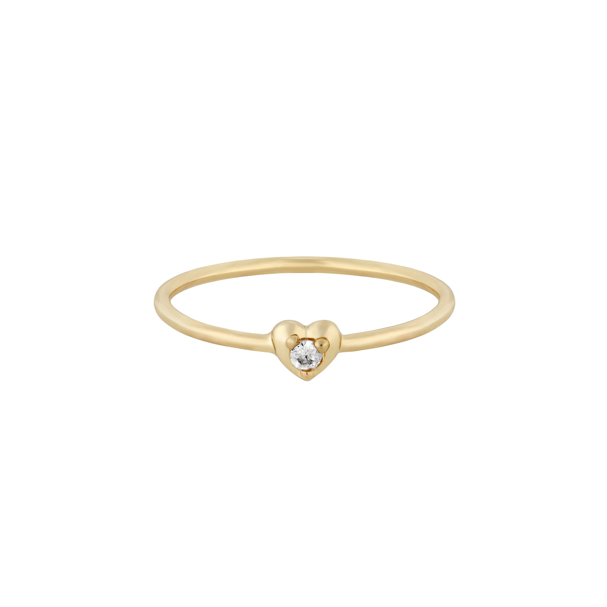 Five and Two Mya Petite Heart Ring in Clear CZ and Gold Plated Size 7