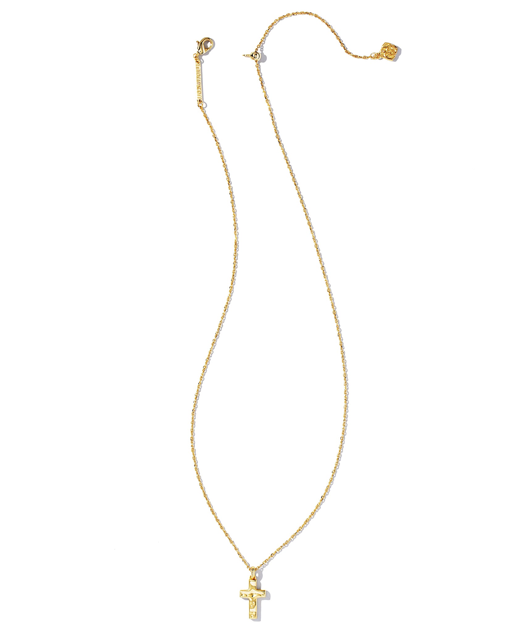 Kendra Scott Cross Pendant Necklace in Hammered Gold Plated