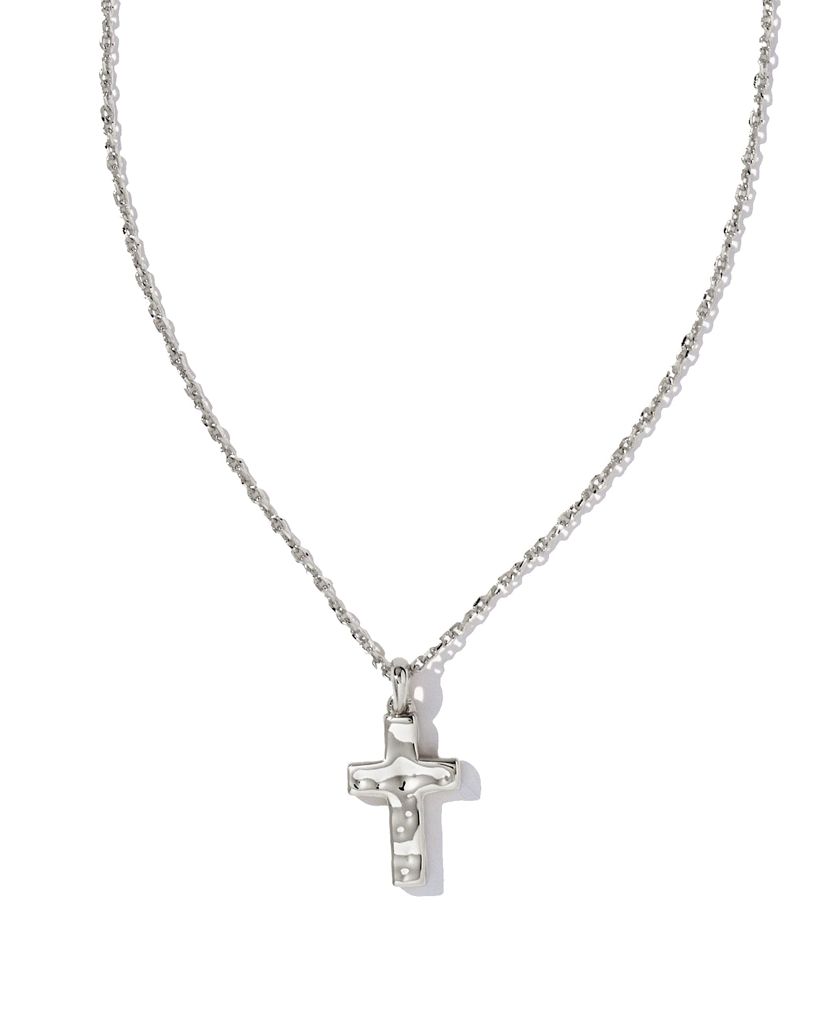 Kendra Scott Cross Pendant Necklace in Hammered Rhodium Plated