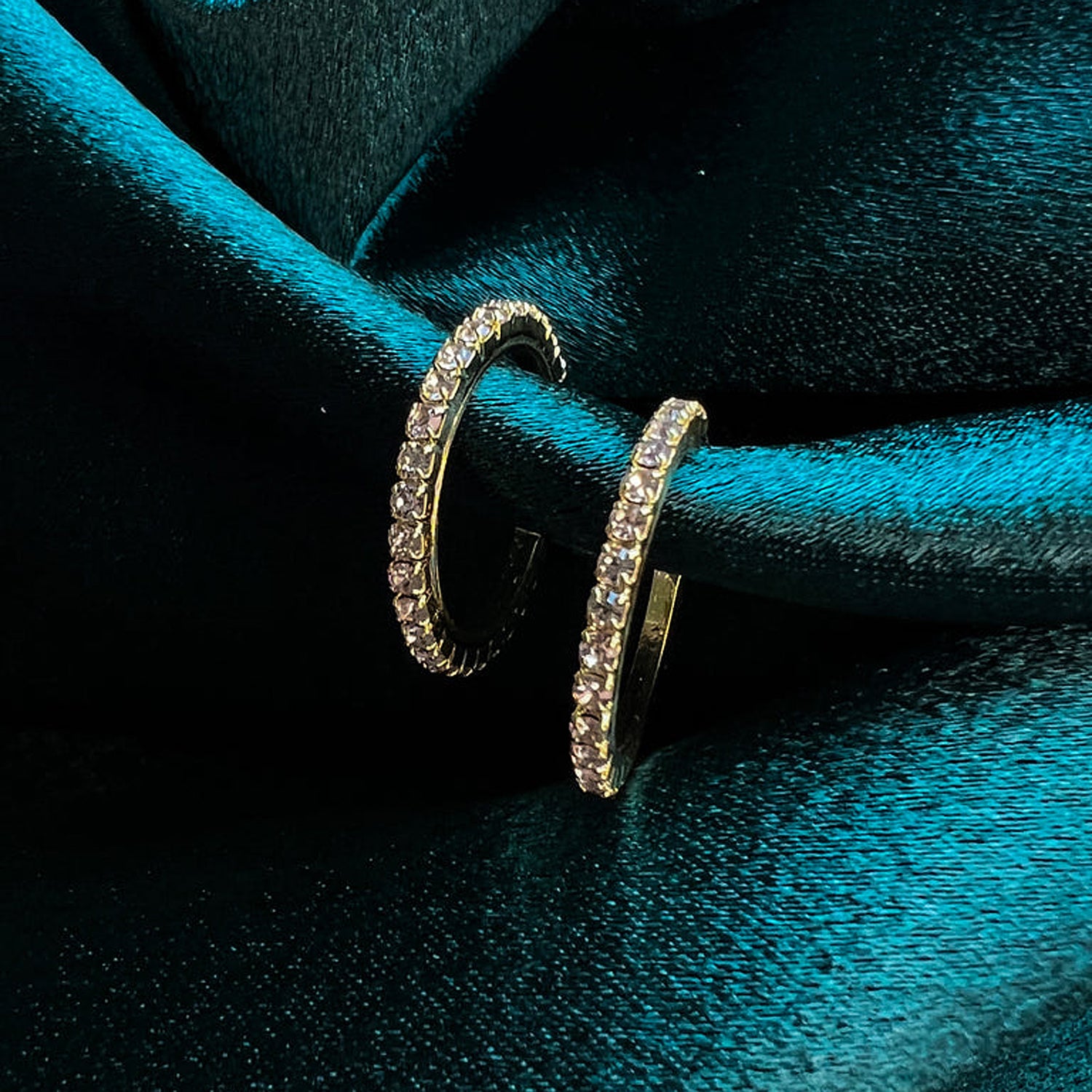 Sheila Fajl Gama Square Tube Hoop Earrings in CZ and Polished Gold Plated