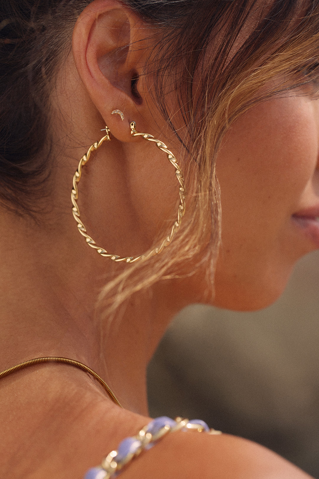 Luv Aj Hanalei Twisted Hoop Earrings in Polished 18k Gold
