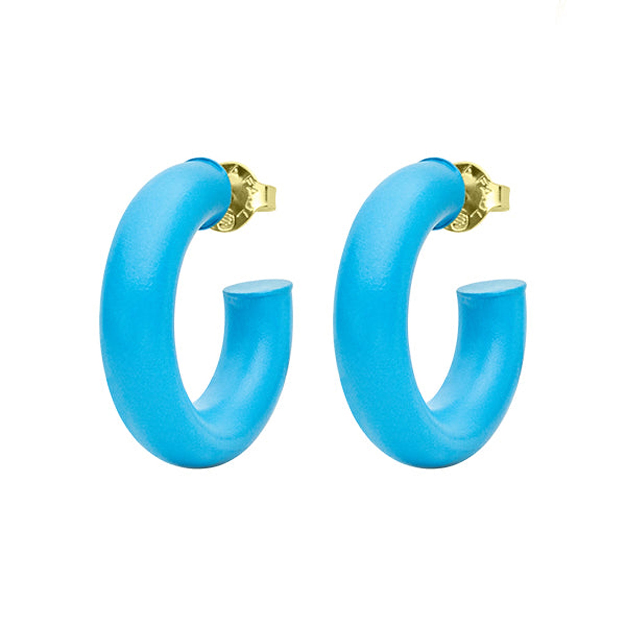 Sheila Fajl Thick Small Chantal Hoop Earrings in Painted Blue