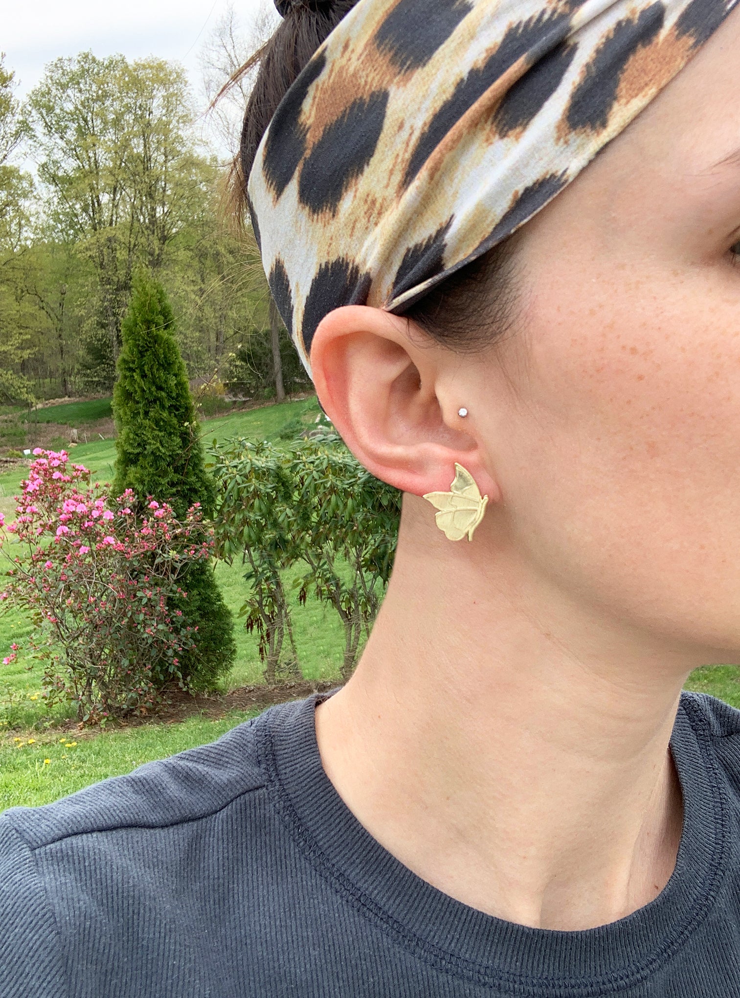 Sheila Fajl Maribelle Butterfly Stud Earrings in Brushed Gold Plated