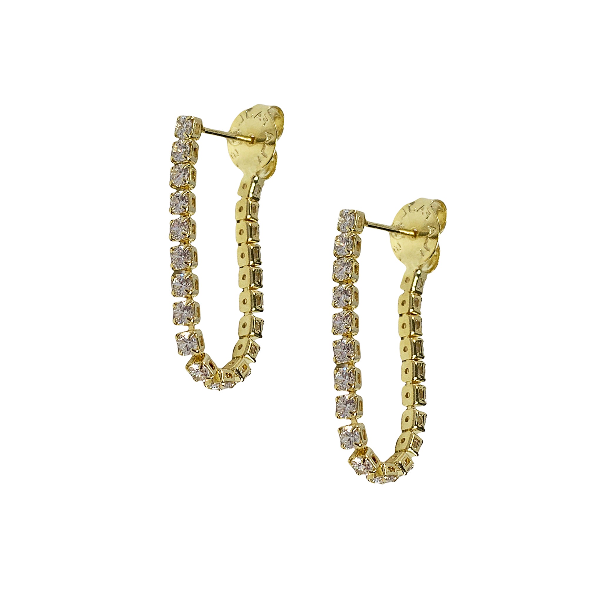 Sheila Fajl Allie Dangle Earrings in Clear Cubic Zirconia and Gold Plated