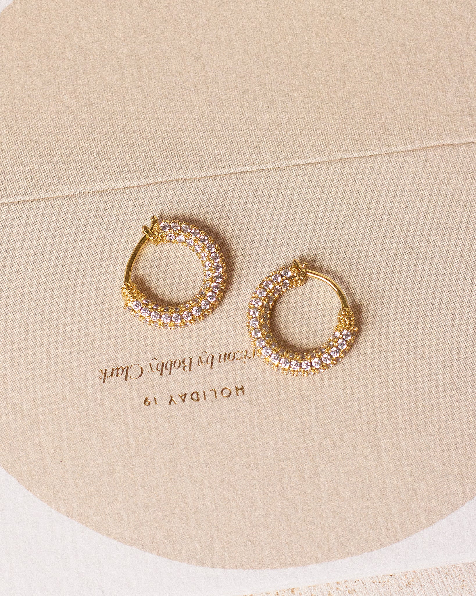 Luv Aj Pave Amalfi Huggie Hoop Earrings in CZ and Polished Gold Plated