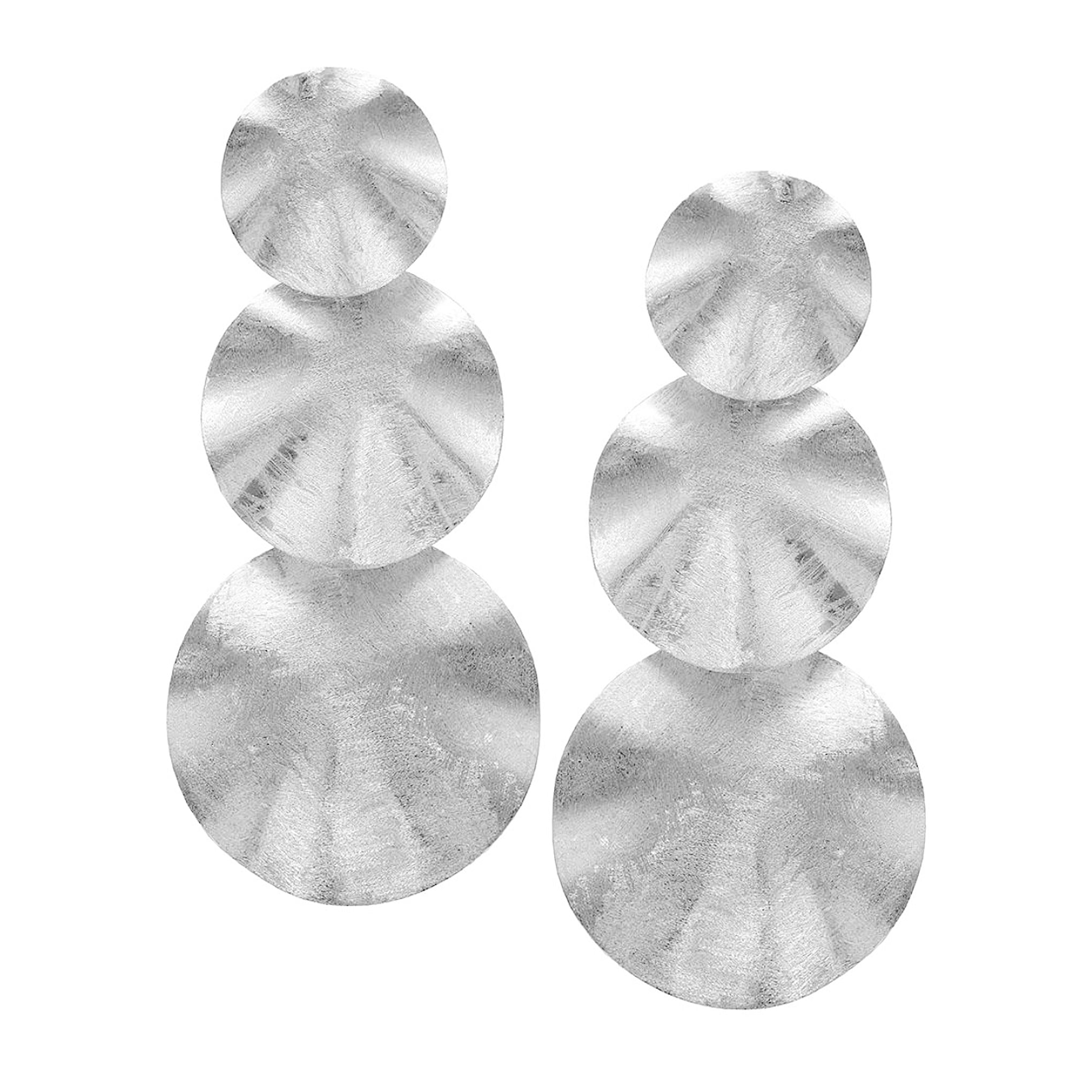Pair of Sheila Fajl Isadora Triple Wavy Disk Statement Earrings in Silver