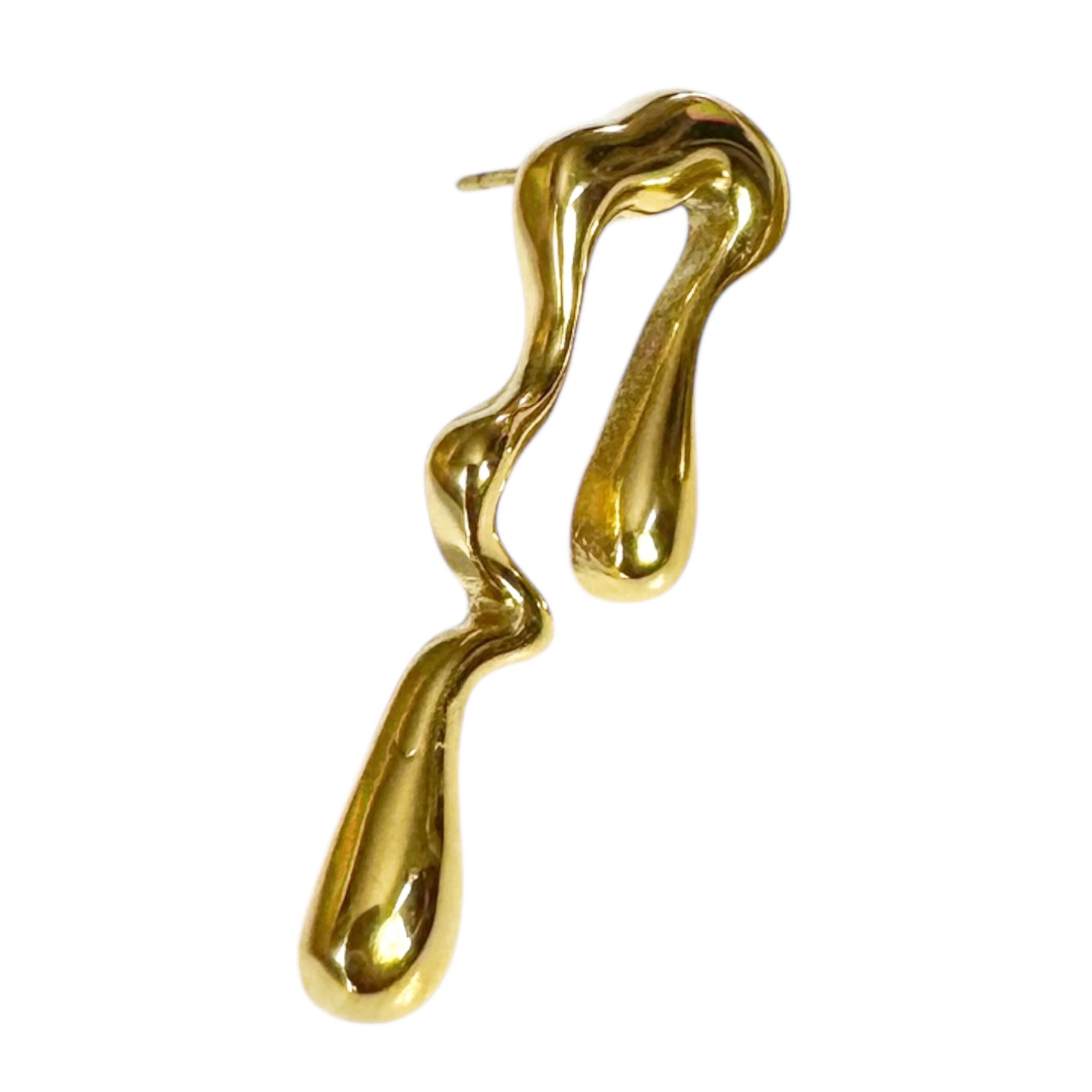 Peter and June Vice Versa Asymmetrical Drip Stud Drop Earrings in Polished 18k Gold Plated