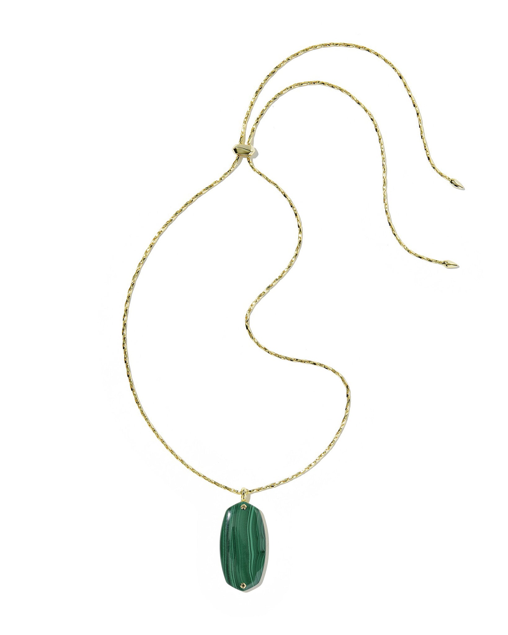 Kendra Scott Danielle Riveted Reversible Long Pendant Necklace in Green Malachite and Gold