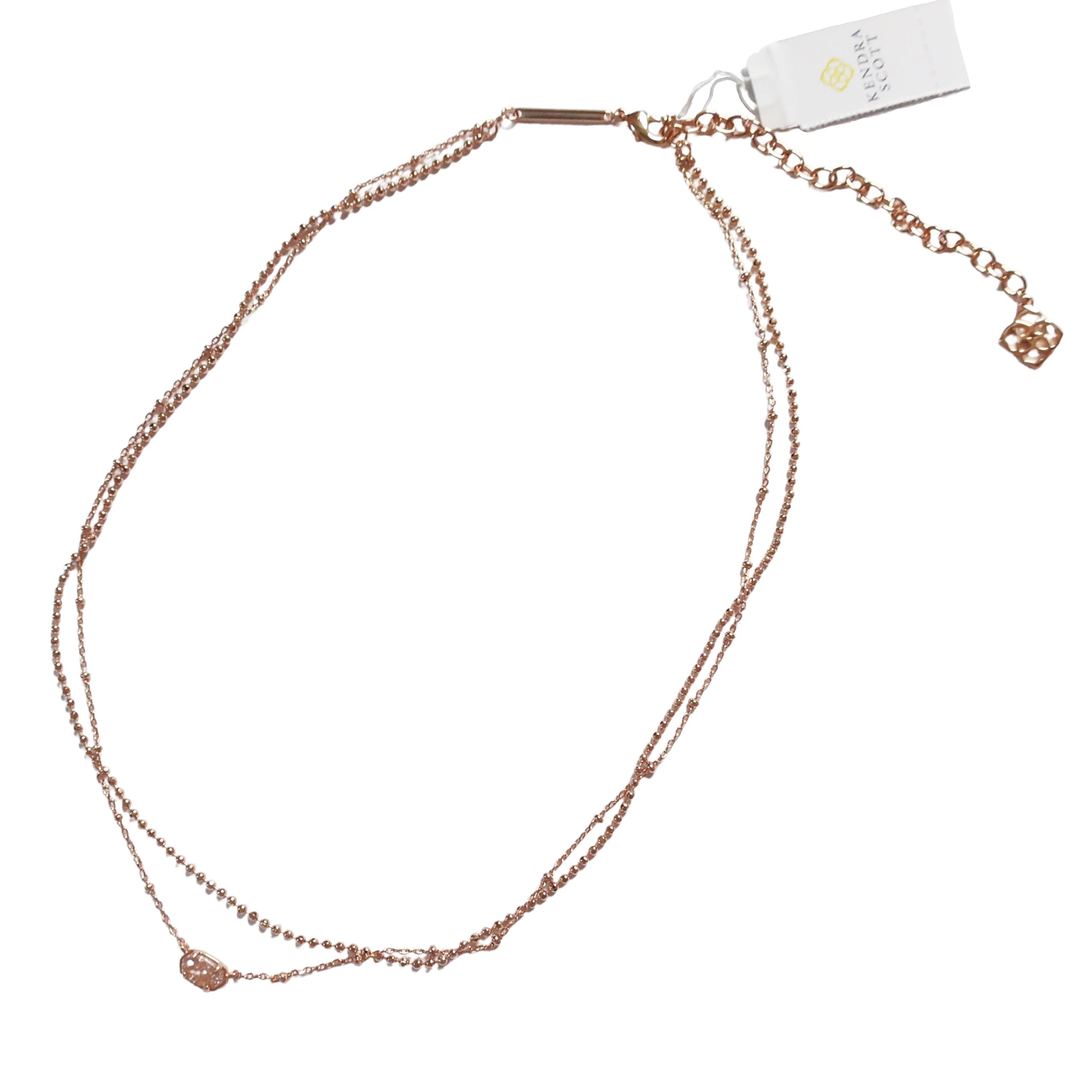 Kendra Scott Emilie Oval Multi Strand Necklace in Sand Drusy and Rose Gold