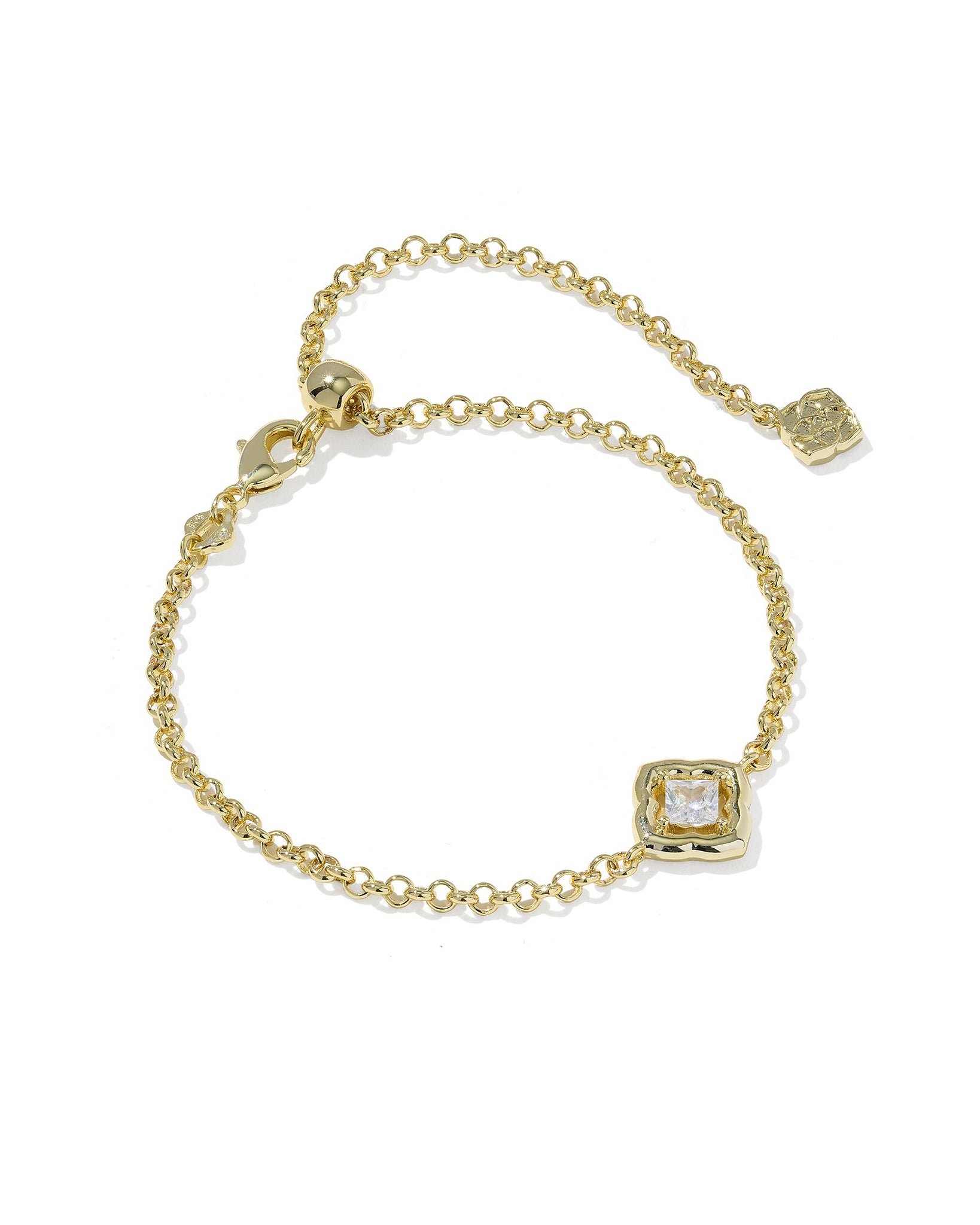 Kendra Scott Mallory Crystal Delicate Chain Bracelet in White CZ and Gold