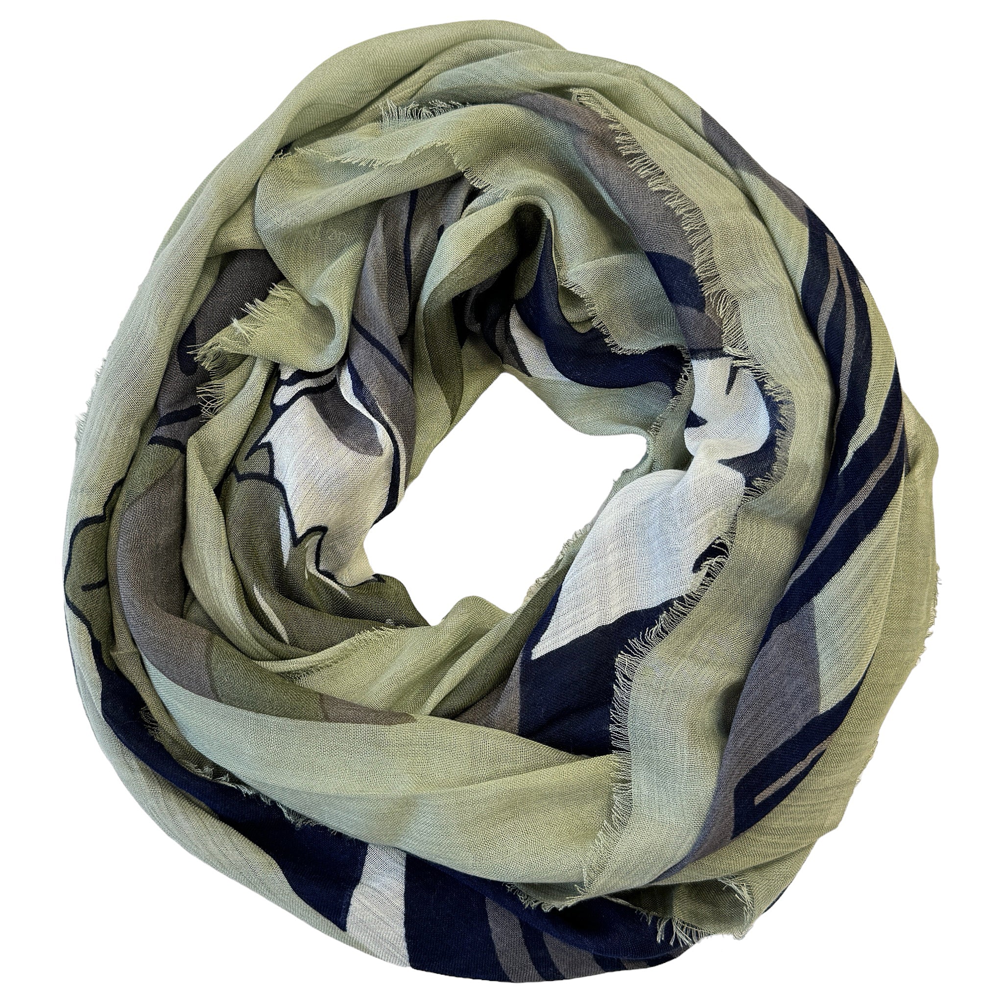Blue Pacific Micromodal Vintage Vineyard Napa Valley Scarf in Olive Navy and Black