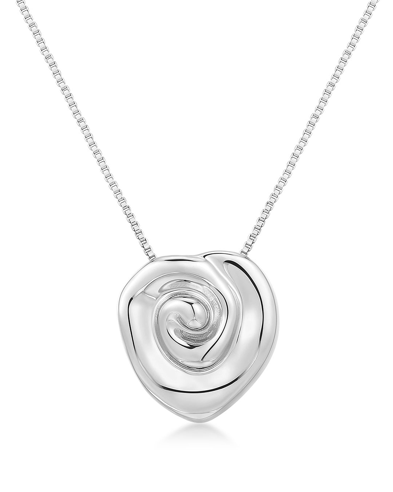 Luv Aj Coquille Swirl Shell Pendant Necklace in Rhodium Silver Plated