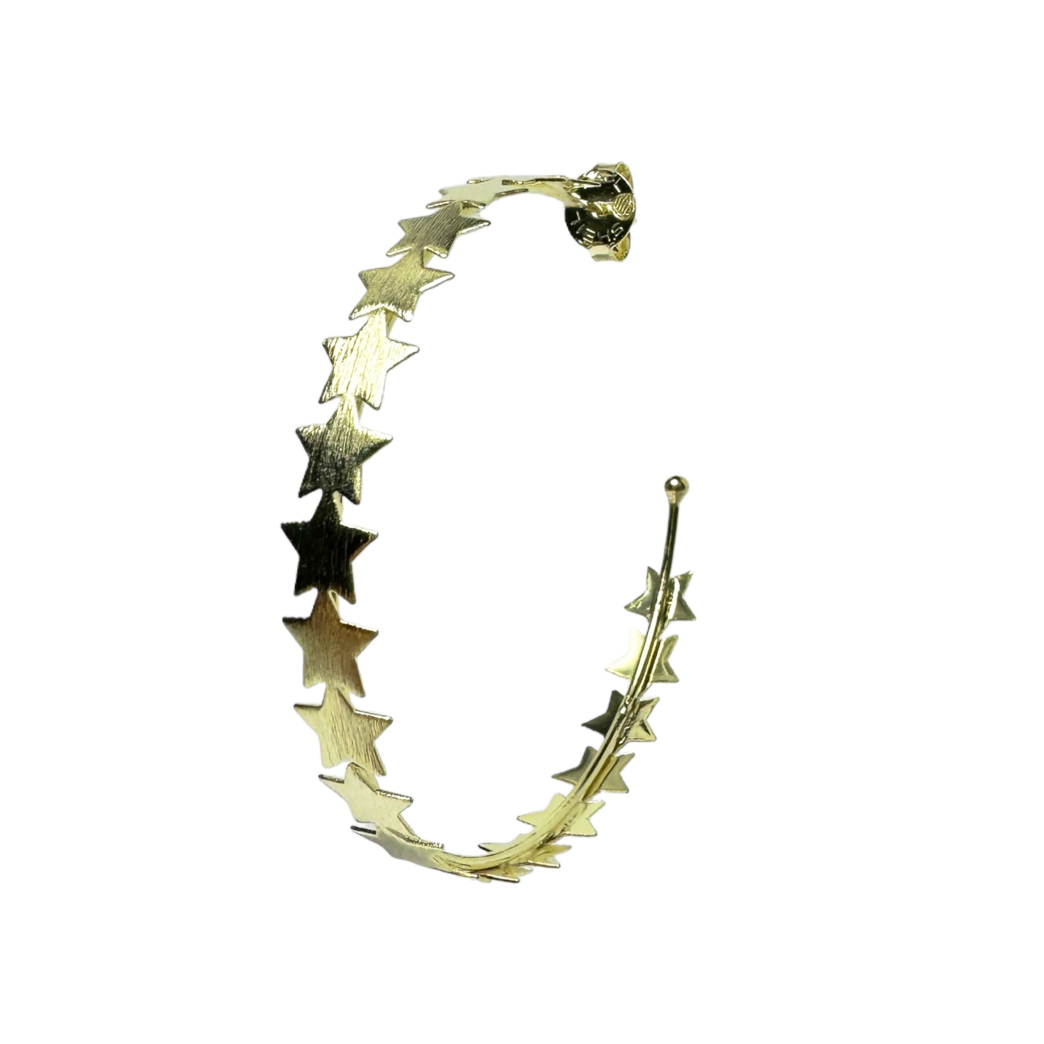 Sheila Fajl Small Corona Star Hoops in Brushed Gold Plated