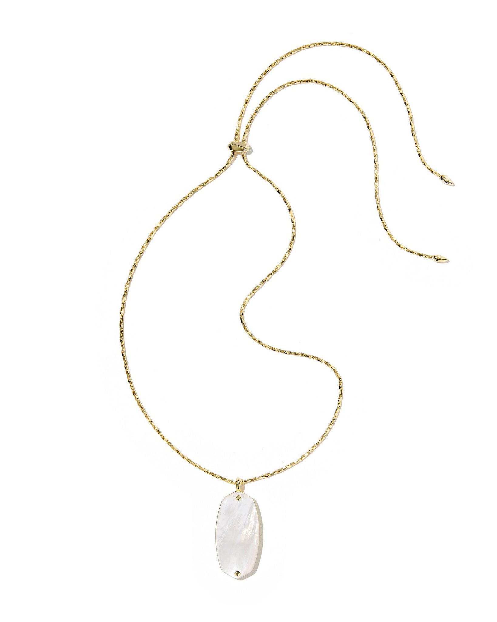Kendra Scott Danielle Riveted Reversible Long Pendant Necklace in Ivory Mother of Pearl and Gold