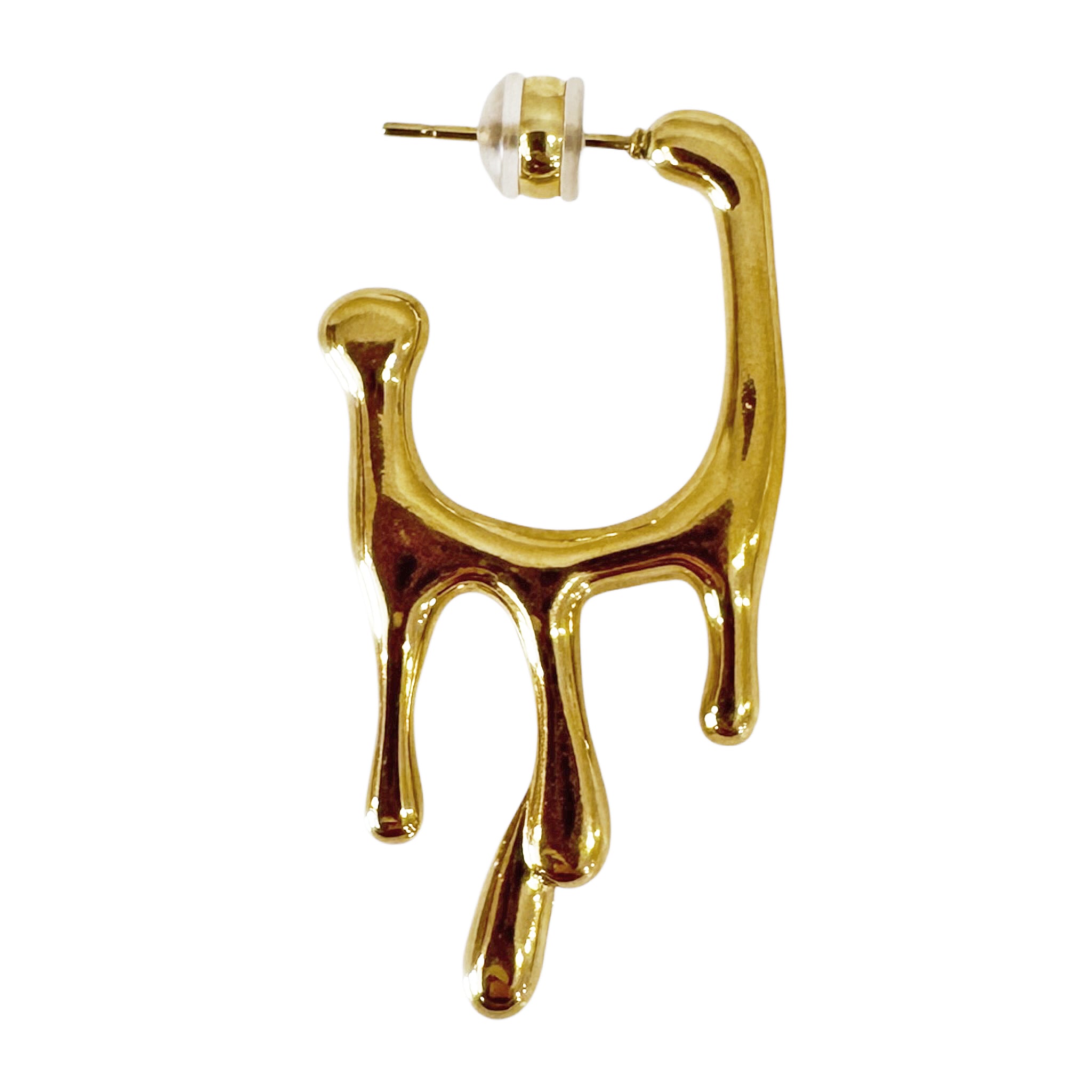 Peter and June Drip Drop Hoop Earrings in Polished 18k Gold Plated