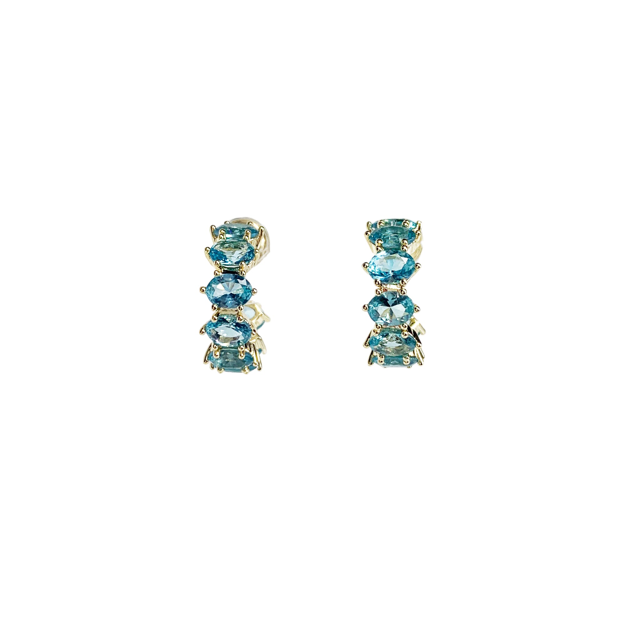 Kendra Scott Cailin Huggie Hoop Earrings in Aqua Crystal and Gold Plated