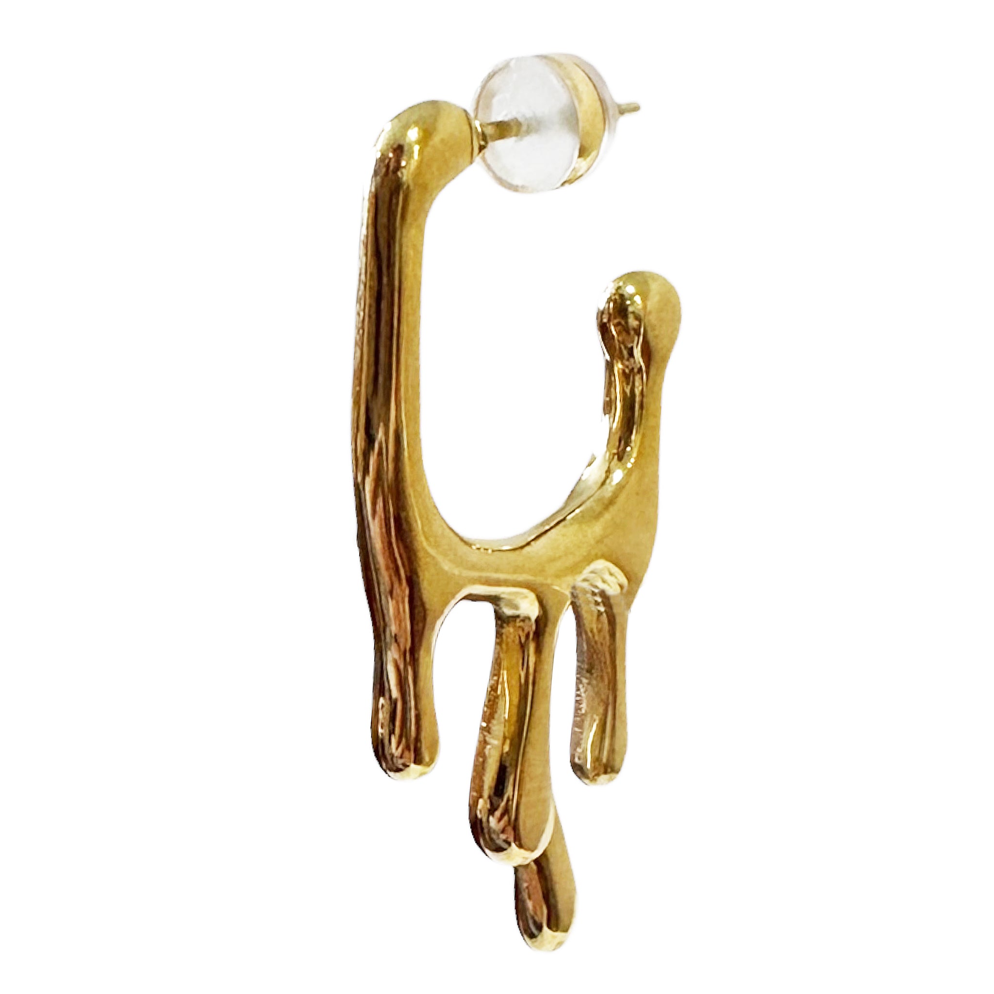 Peter and June Drip Drop Hoop Earrings in Polished 18k Gold Plated