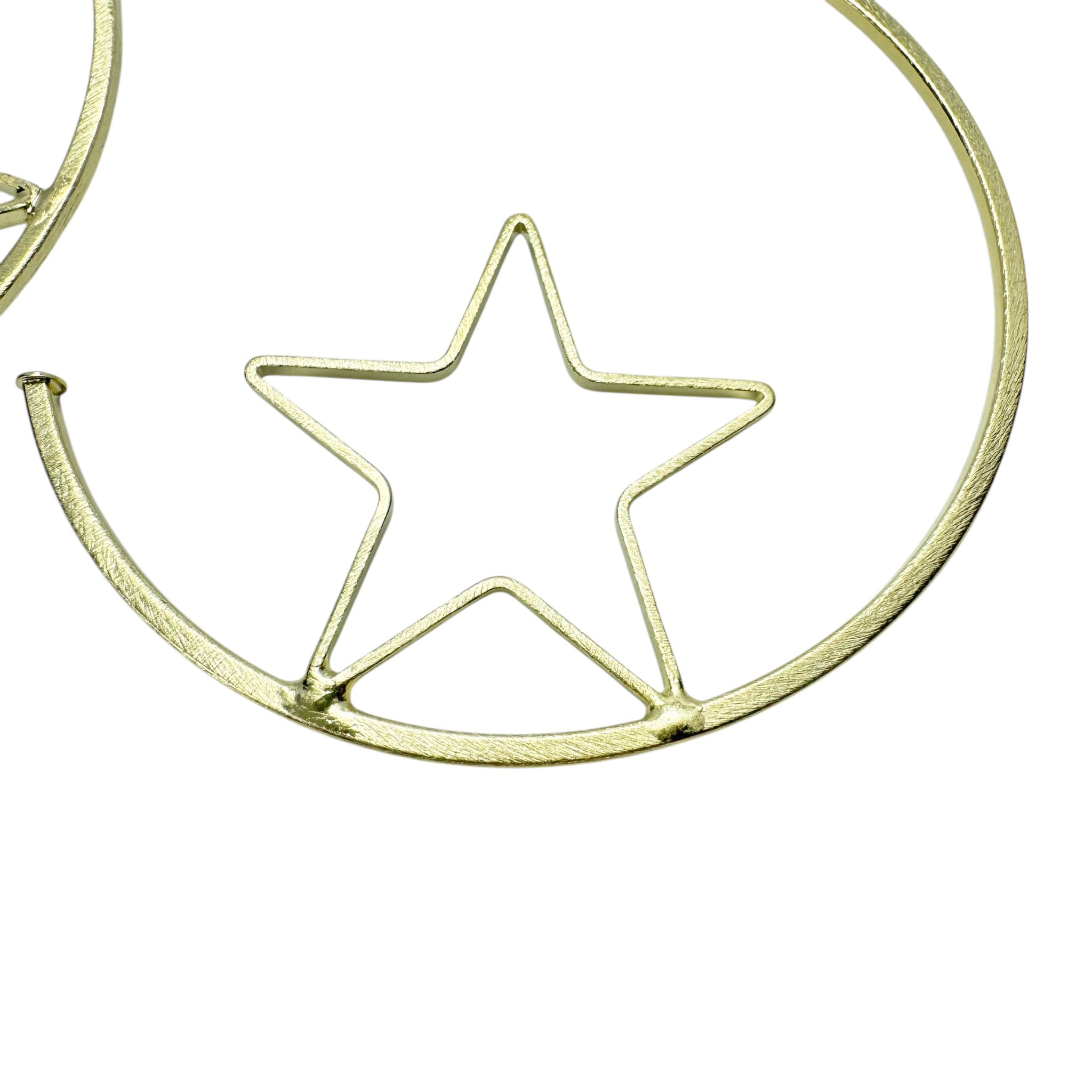 Sheila Fajl Large Star Gazing Statement Hoop Earrings in Brushed Gold Plated