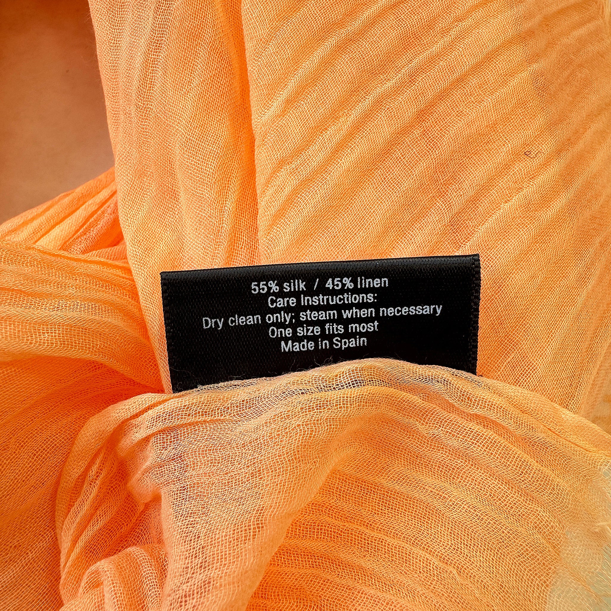 Blue Pacific Tissue Solid Silk Linen Lightweight Scarf in Bright Peach Orange