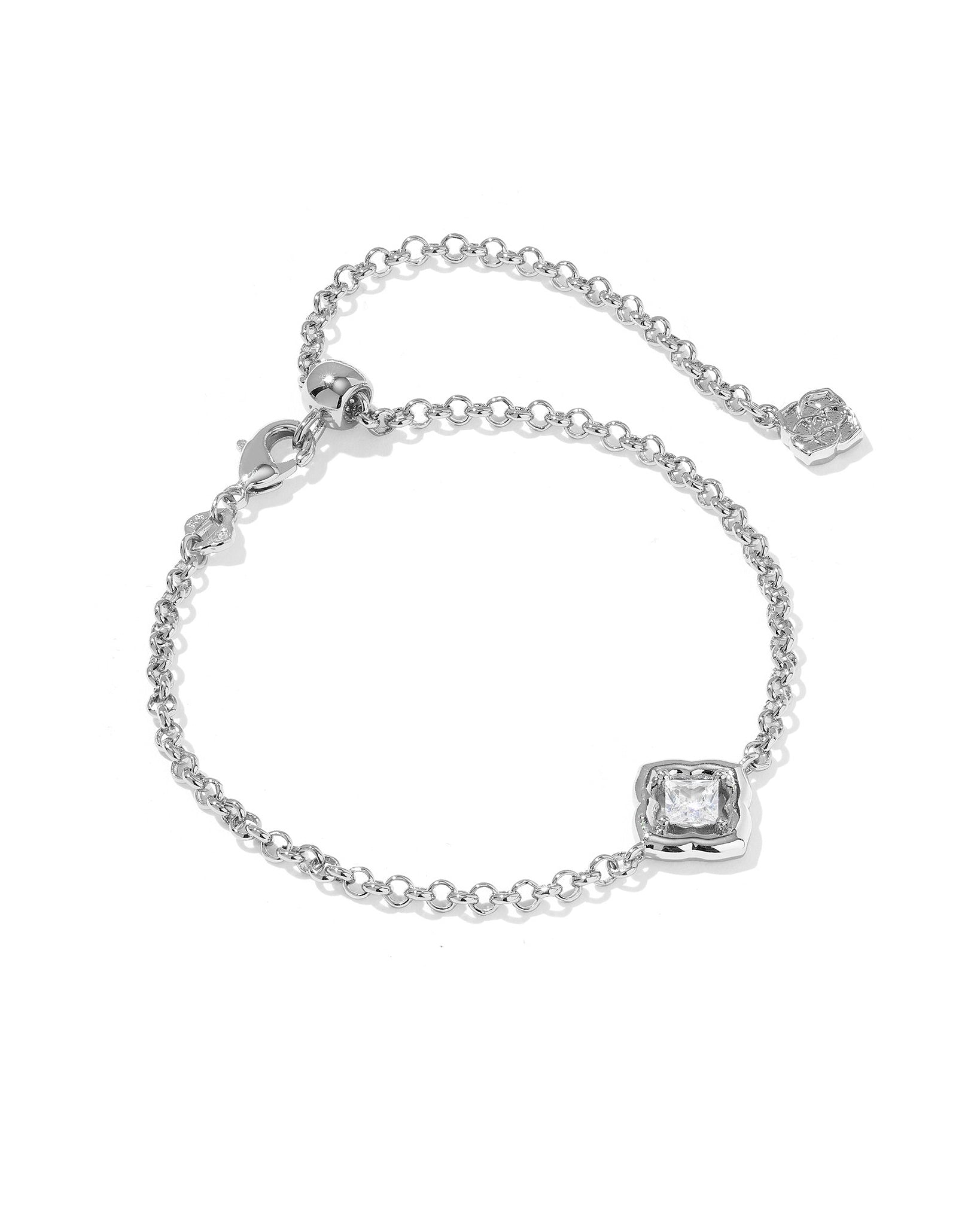 Kendra Scott Mallory Crystal Delicate Chain Bracelet in White CZ and Rhodium