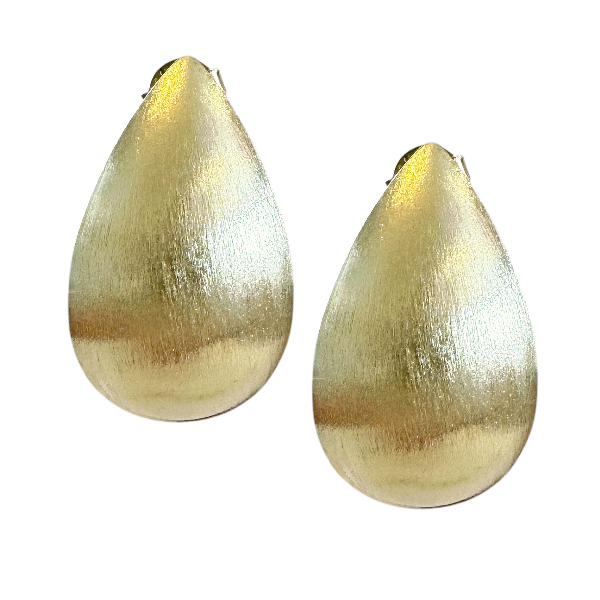 Sheila Fajl Serene Teardrop Large Statement Stud Earrings in Brushed Gold Plated