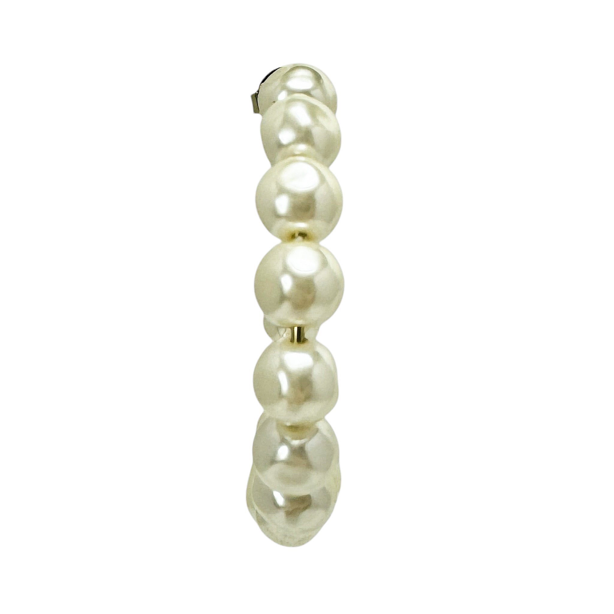 Sheila Fajl Nubia Pearl Statement Hoop Earrings in Ivory Pearl and Polished Gold Plated