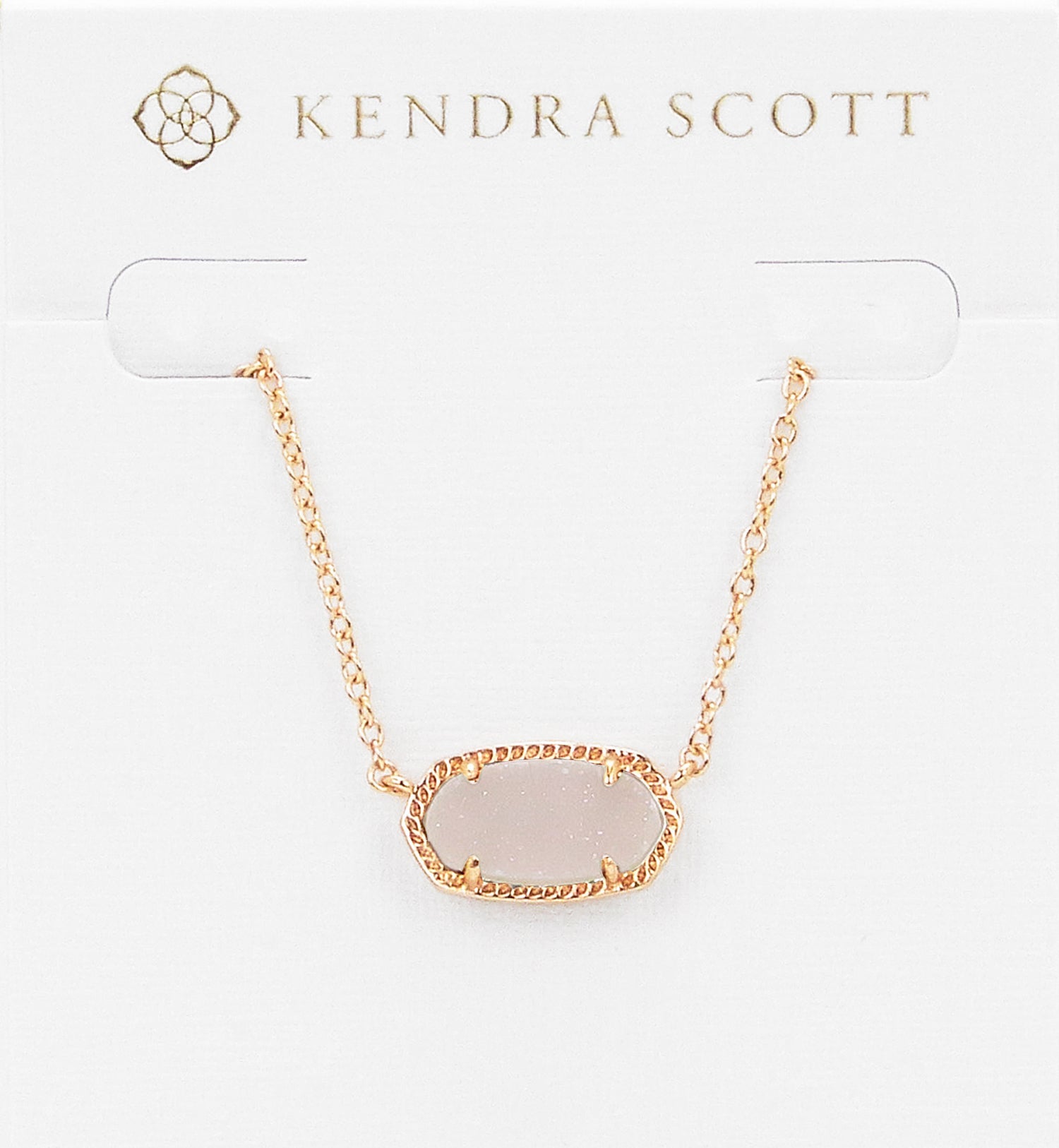 Kendra Scott Elisa Oval Pendant Necklace in Iridescent Drusy and Rose Gold